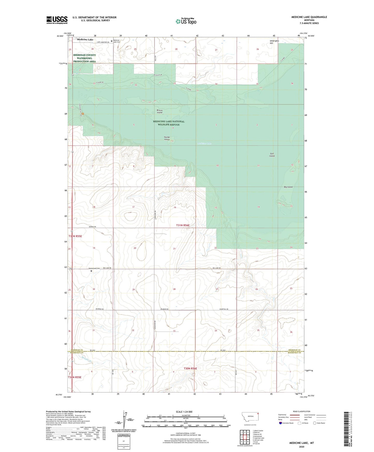Medicine Lake Montana US Topo Map Image