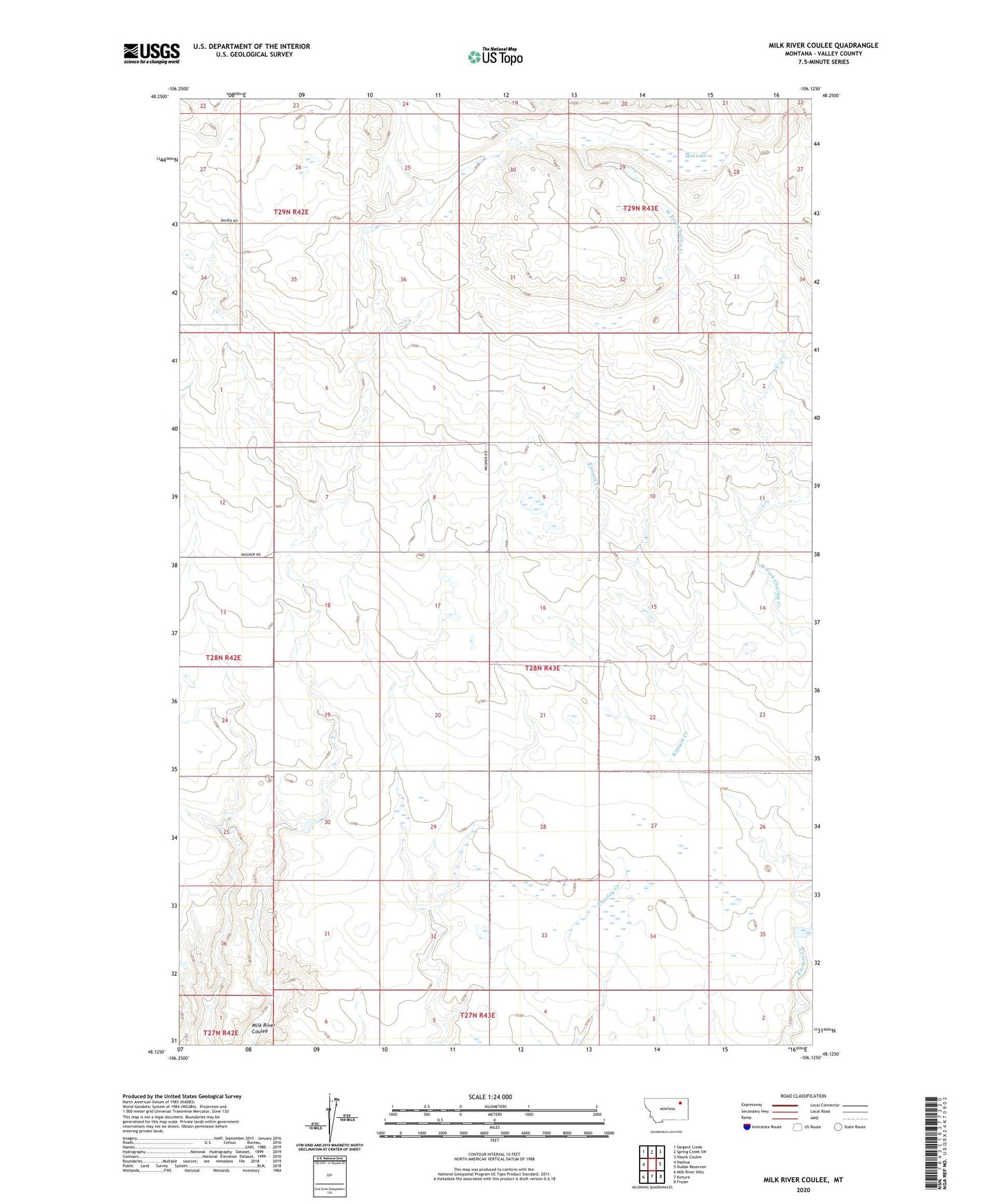 Milk River Coulee Montana US Topo Map Image