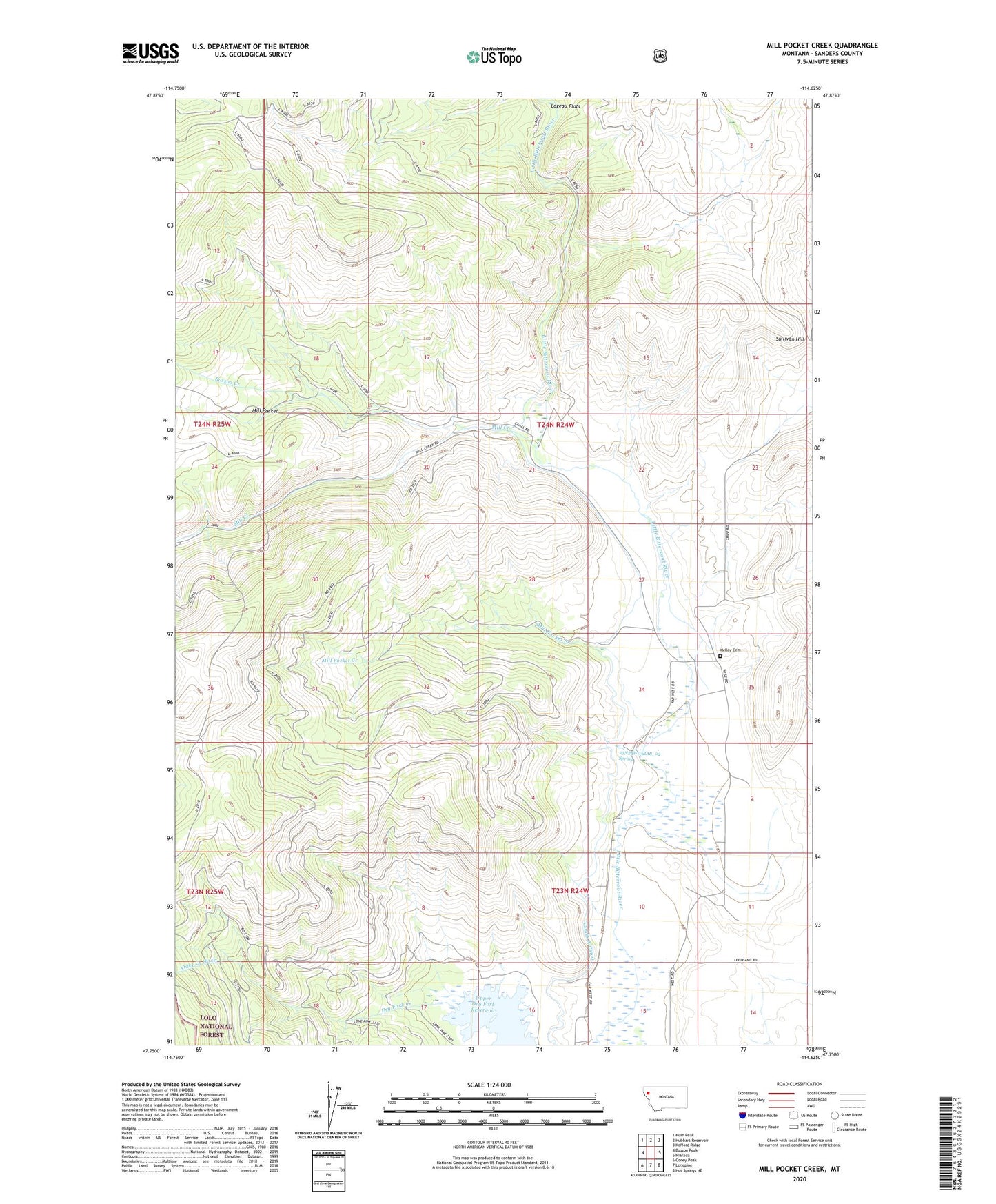 Mill Pocket Creek Montana US Topo Map Image