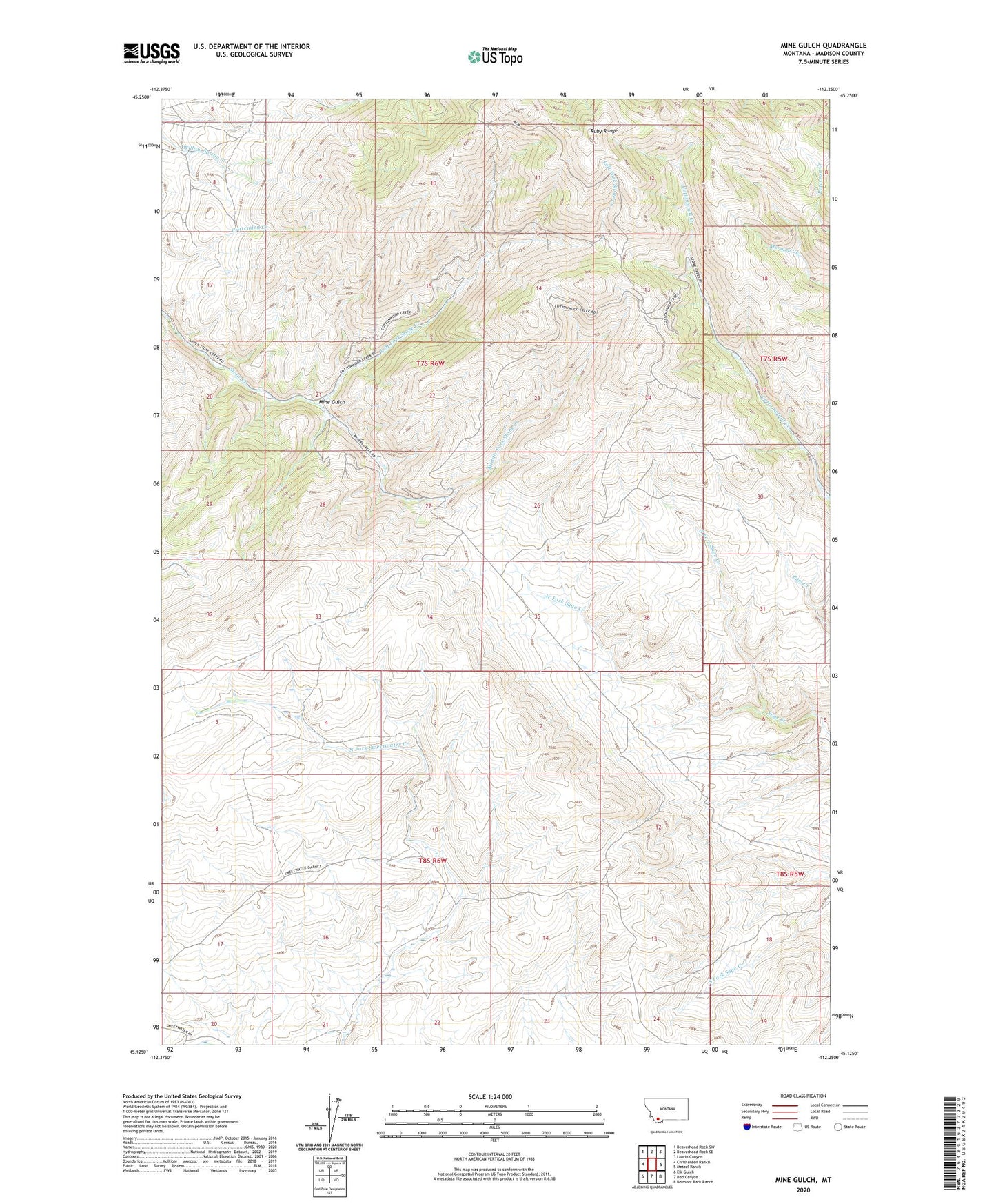 Mine Gulch Montana US Topo Map Image