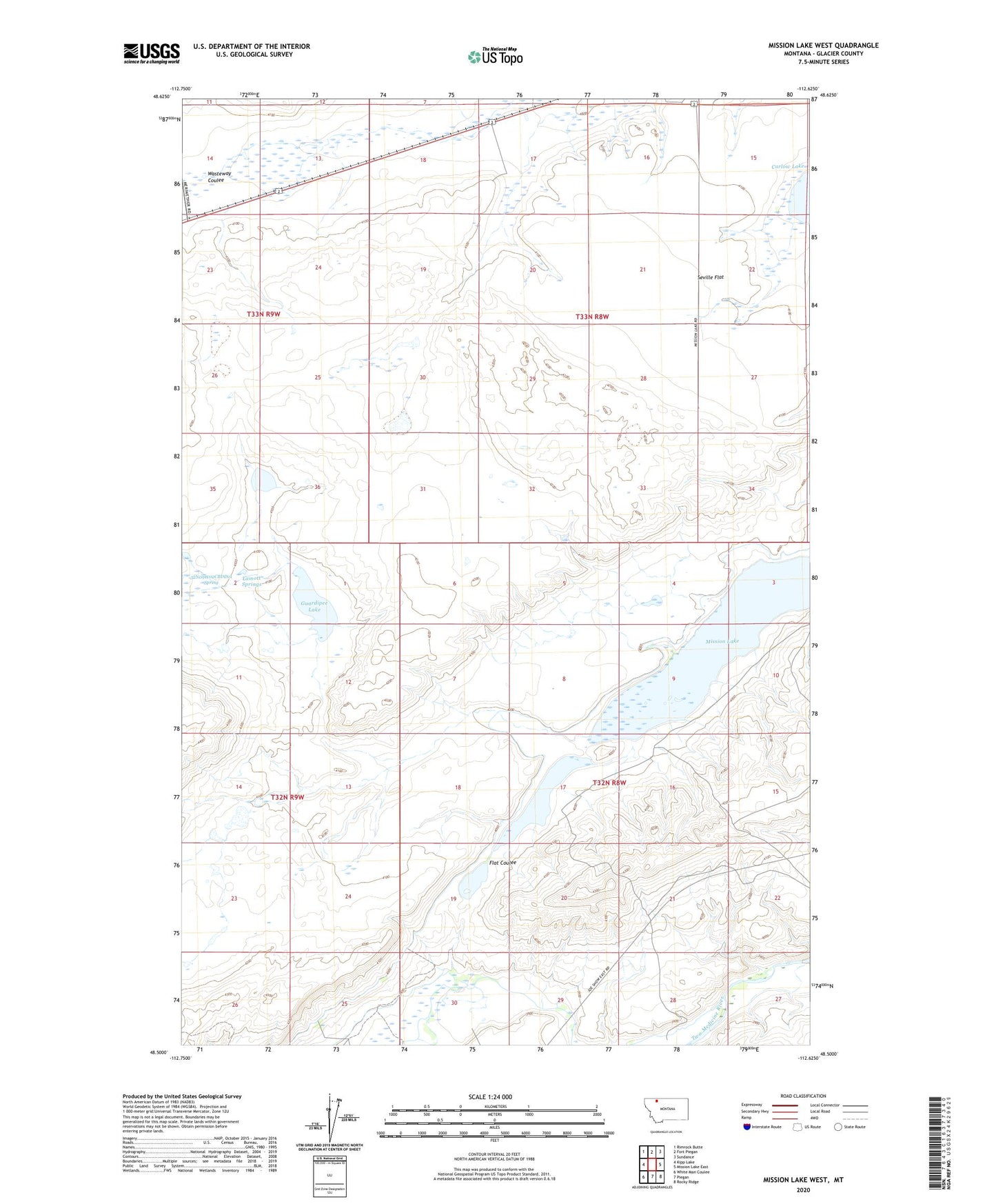 Mission Lake West Montana US Topo Map Image
