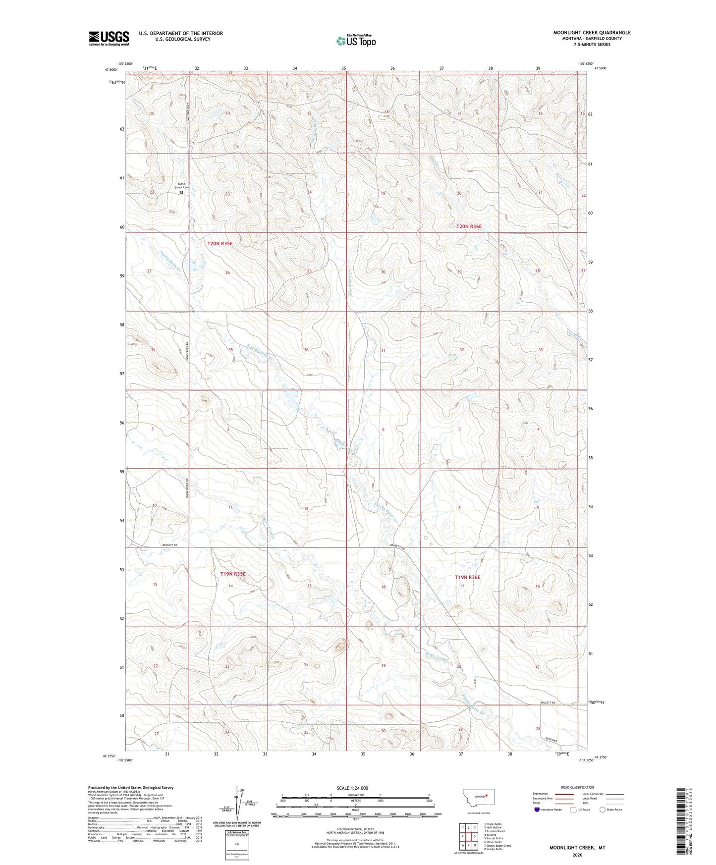 Moonlight Creek Montana US Topo Map Image