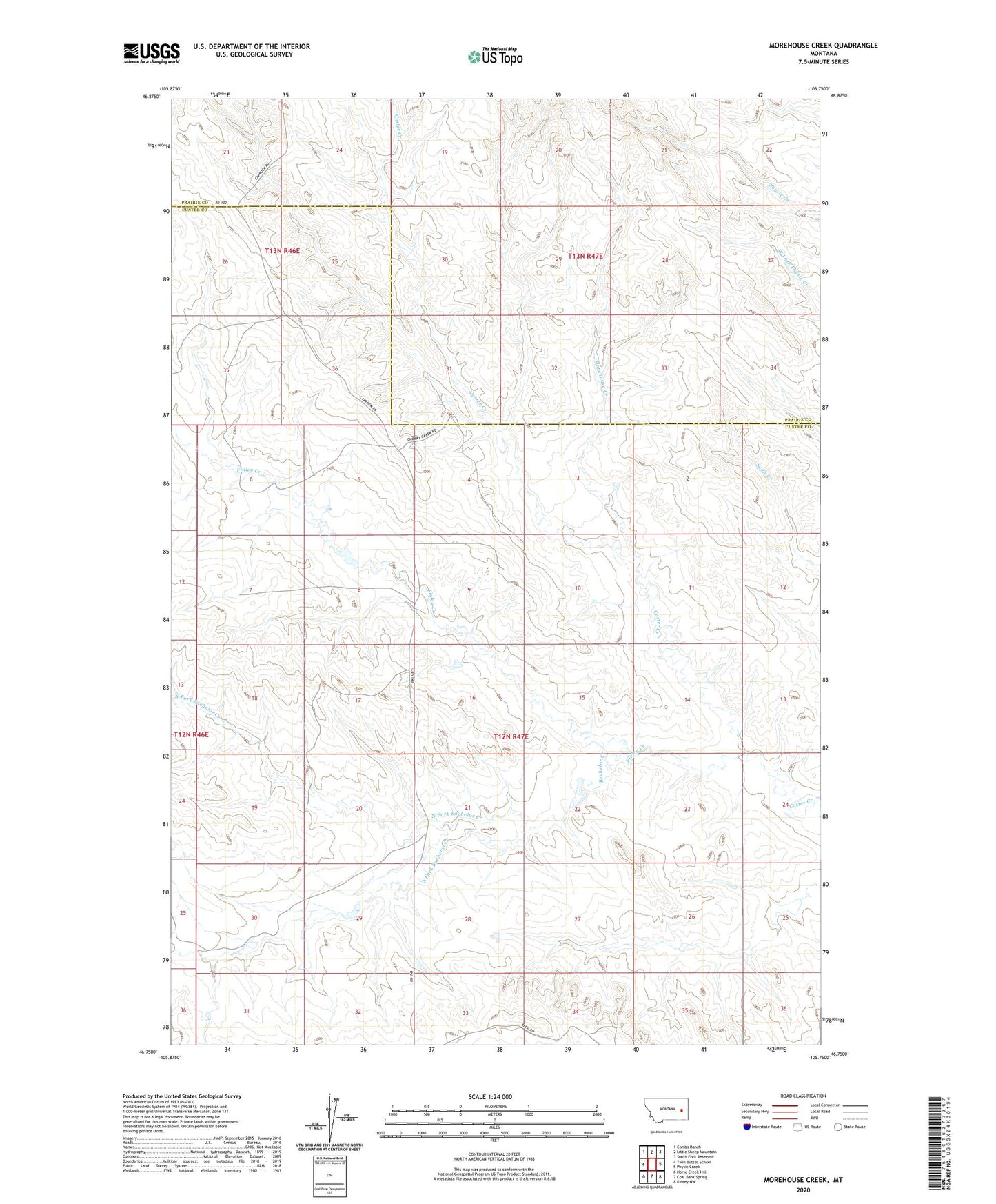 Morehouse Creek Montana US Topo Map Image