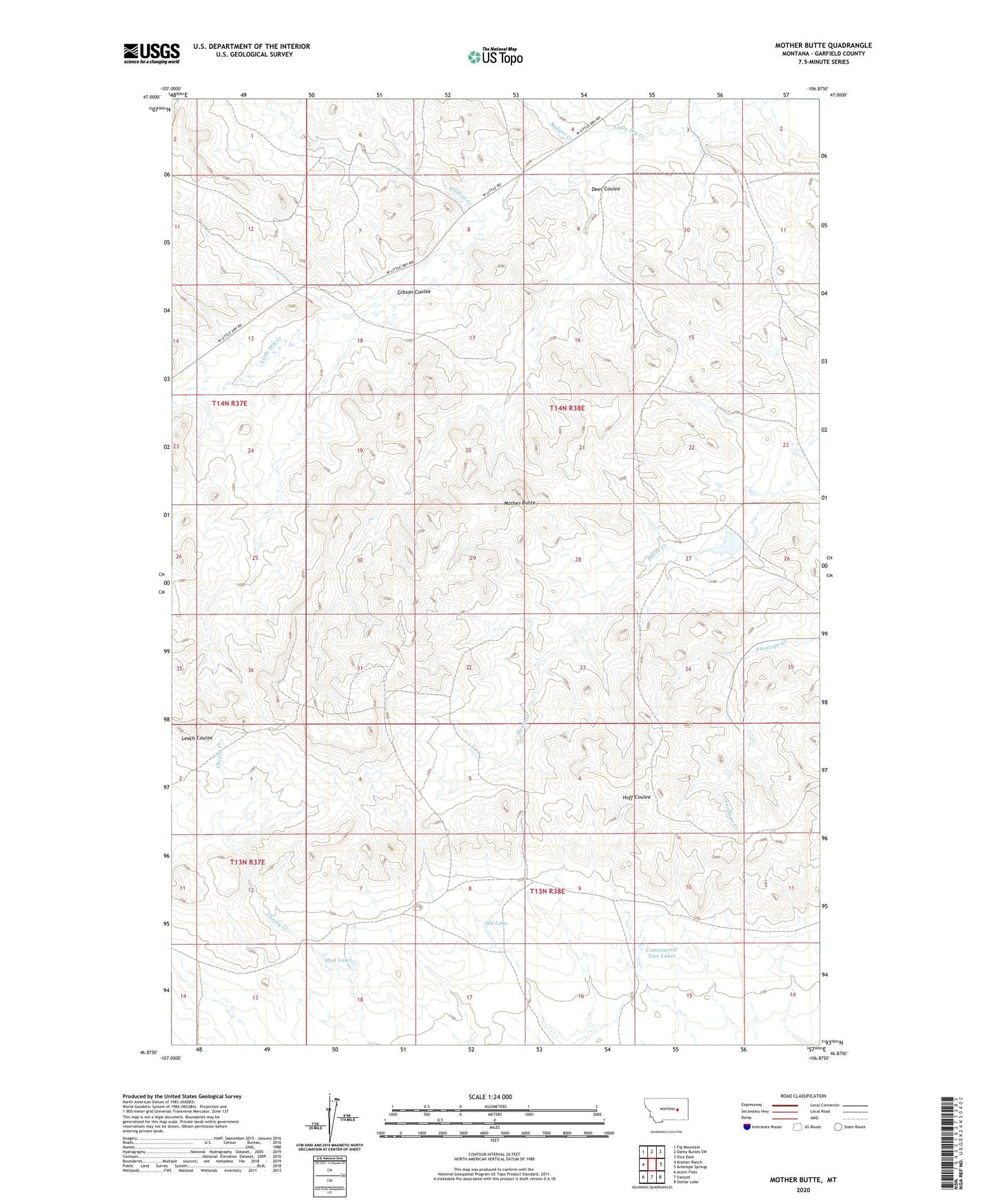 Mother Butte Montana US Topo Map Image