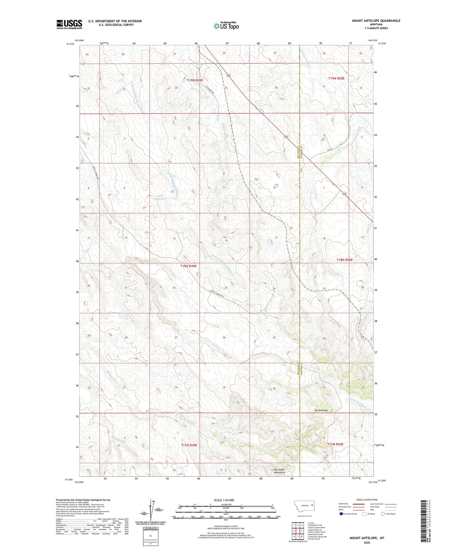 Mount Antelope Montana US Topo Map Image
