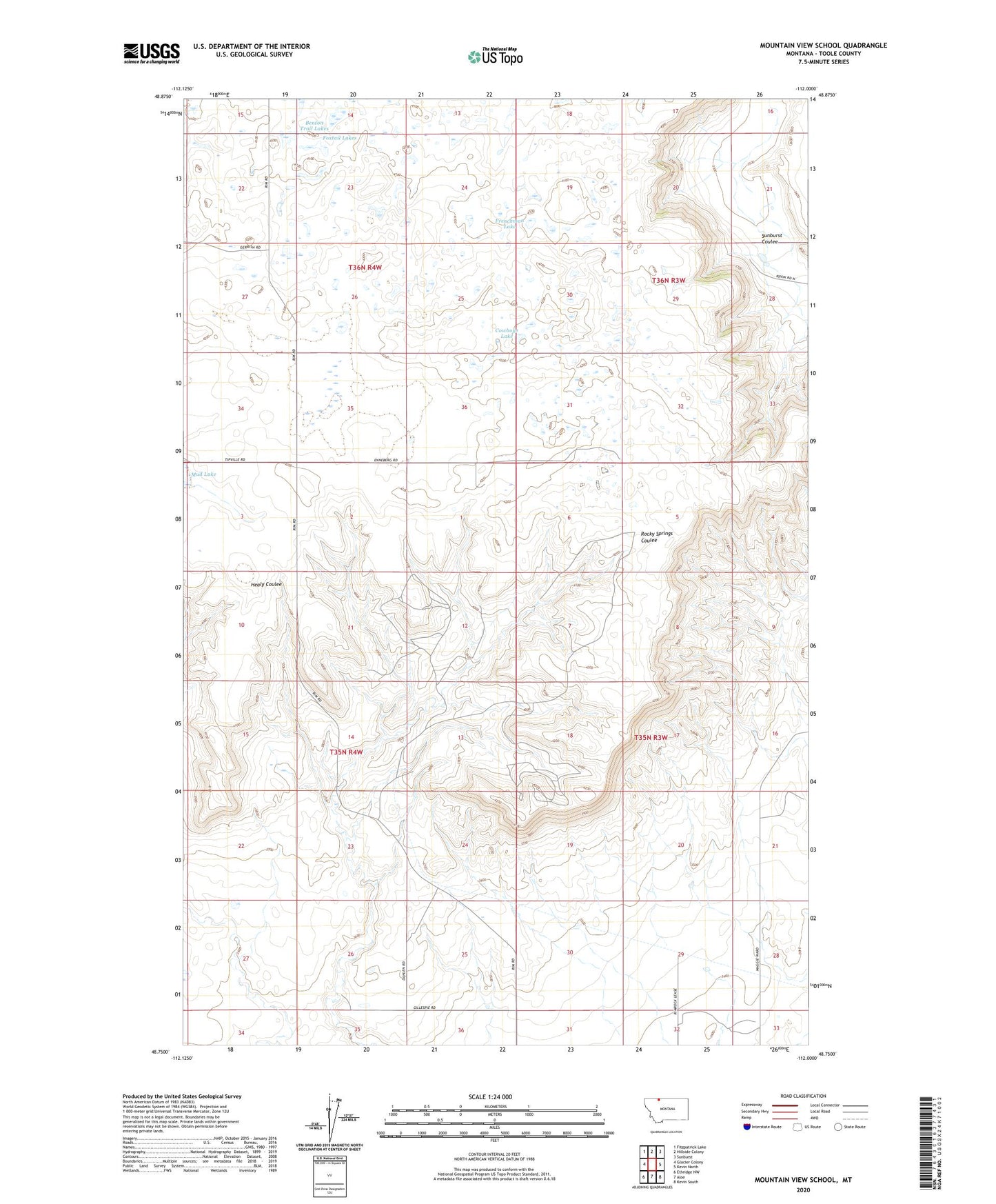 Mountain View School Montana US Topo Map Image