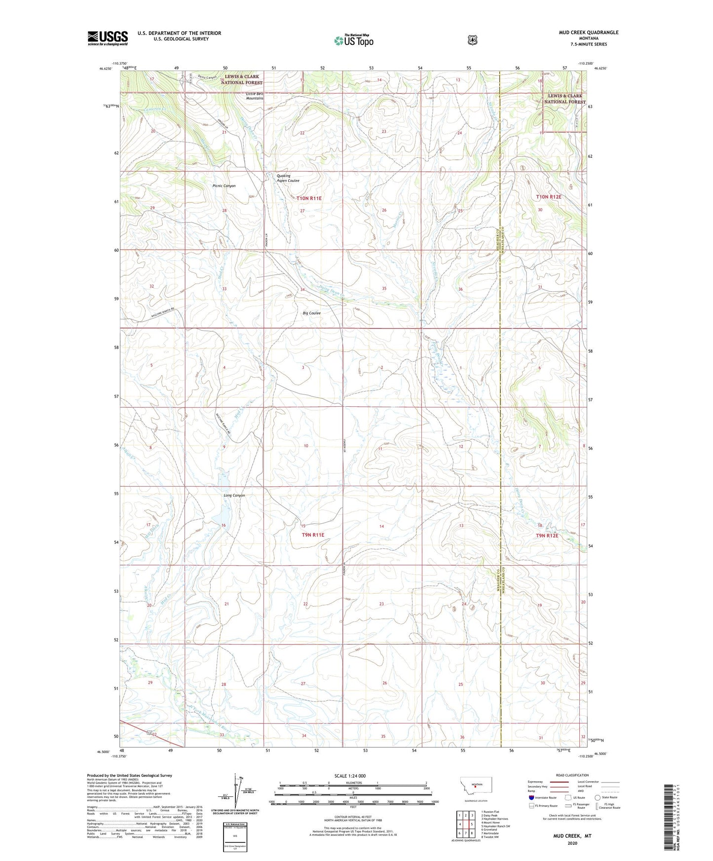 Mud Creek Montana US Topo Map Image