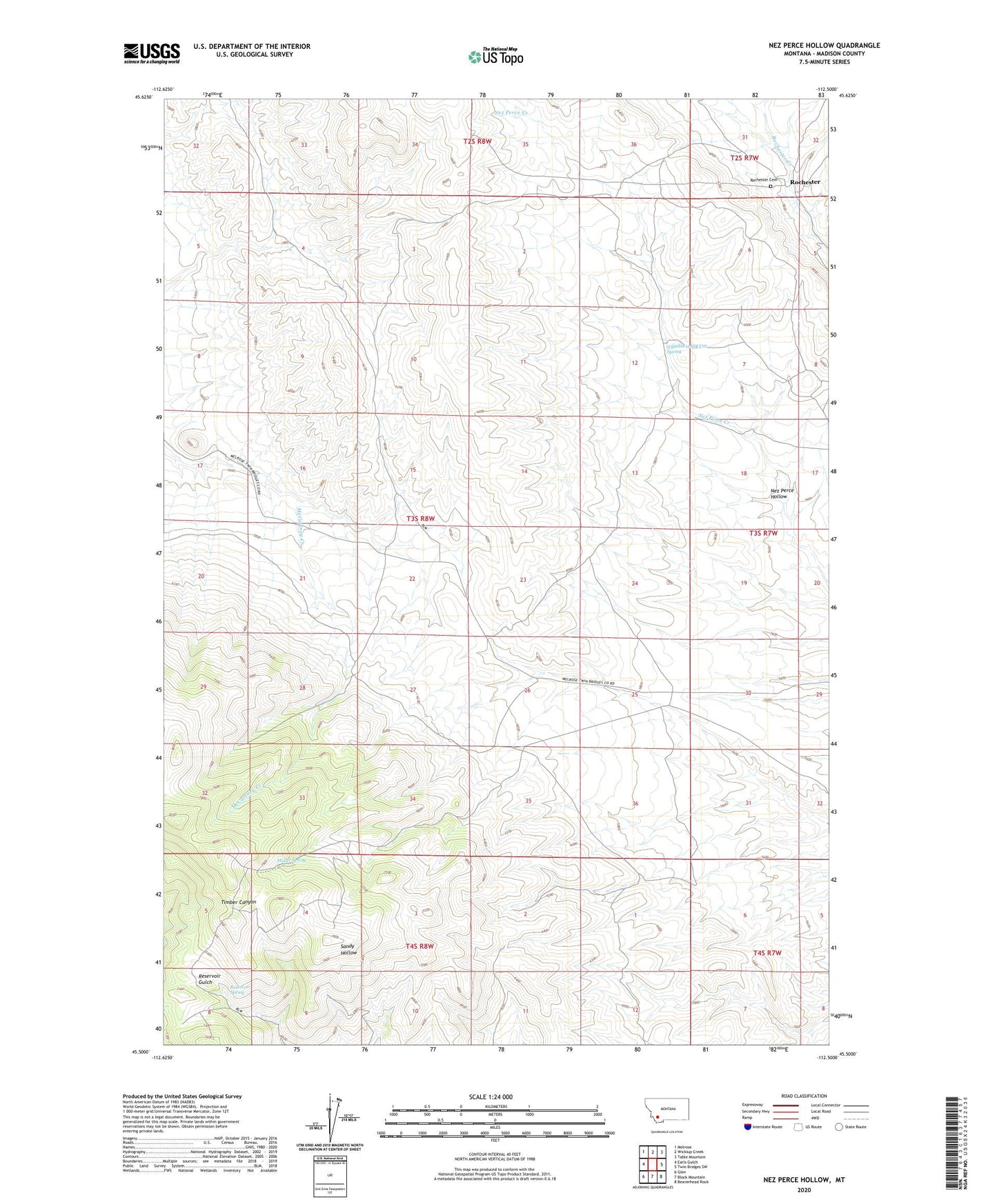 Nez Perce Hollow Montana US Topo Map Image