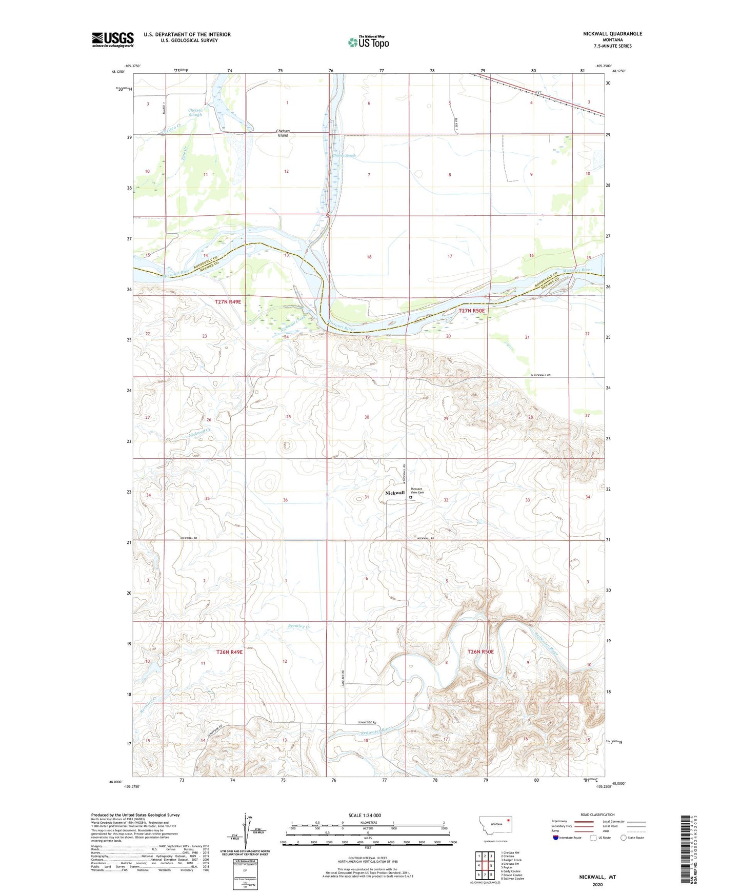 Nickwall Montana US Topo Map Image