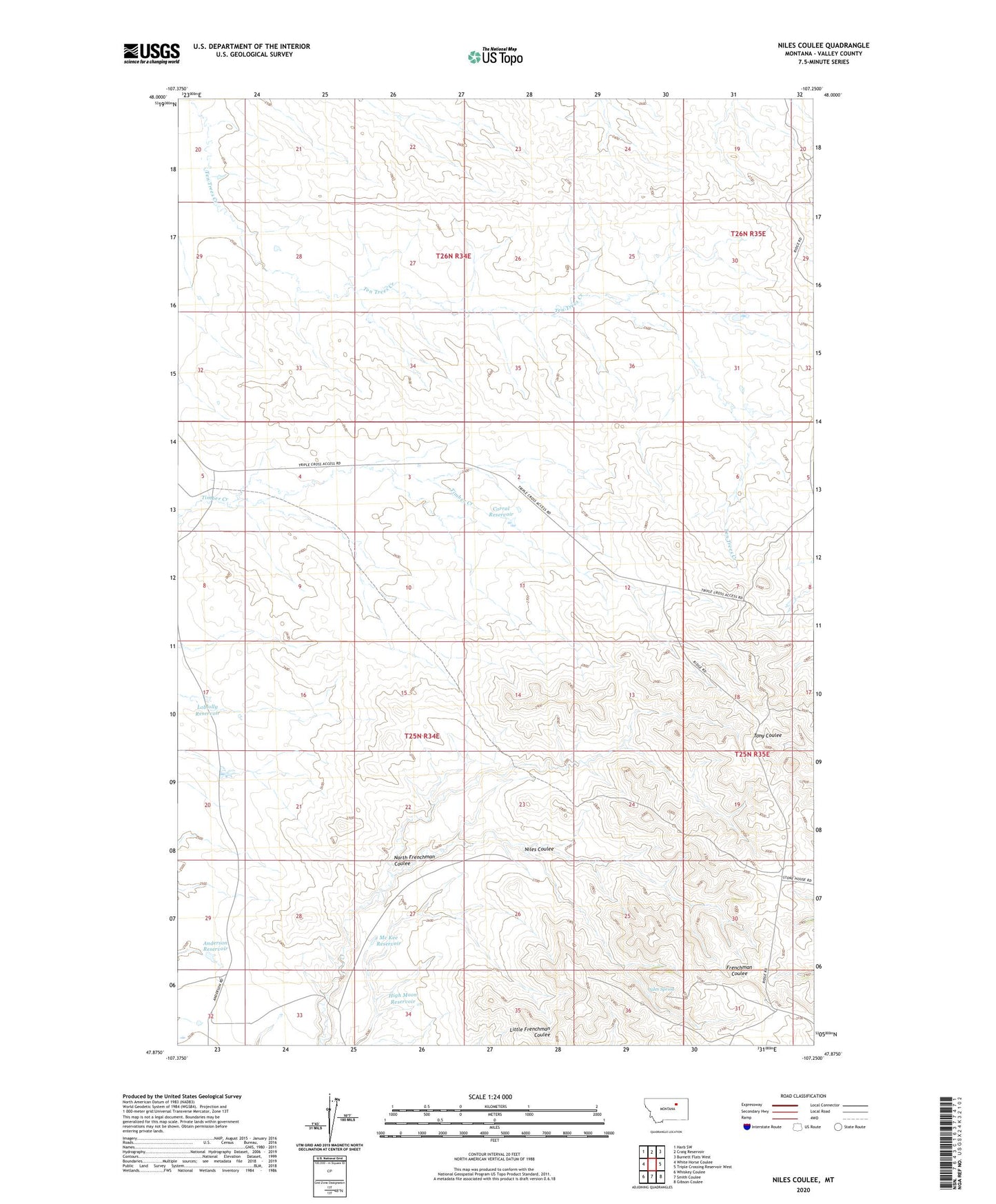 Niles Coulee Montana US Topo Map Image