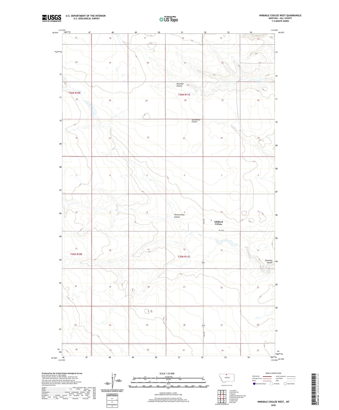 Ninemile Coulee West Montana US Topo Map Image