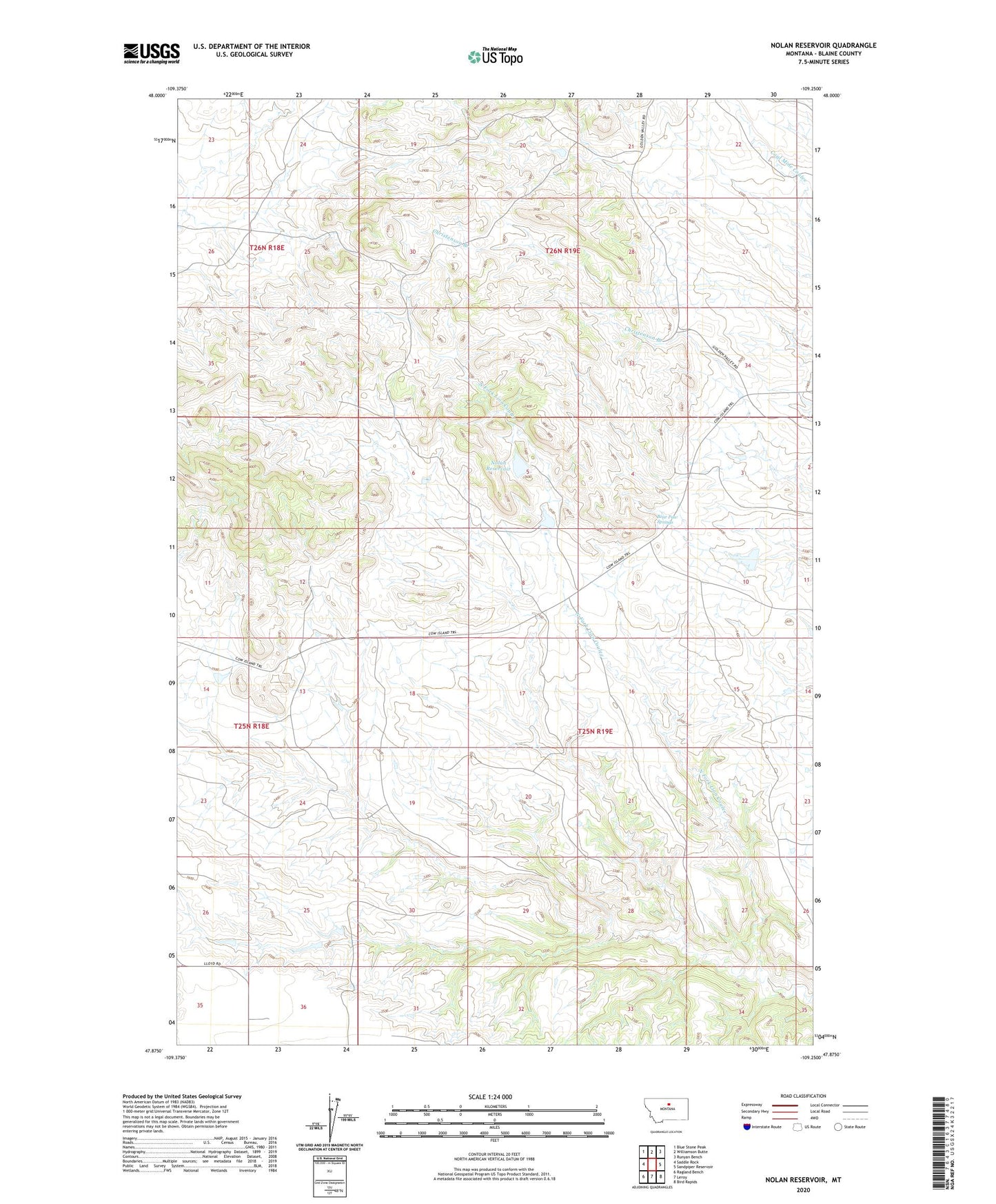 Nolan Reservoir Montana US Topo Map Image
