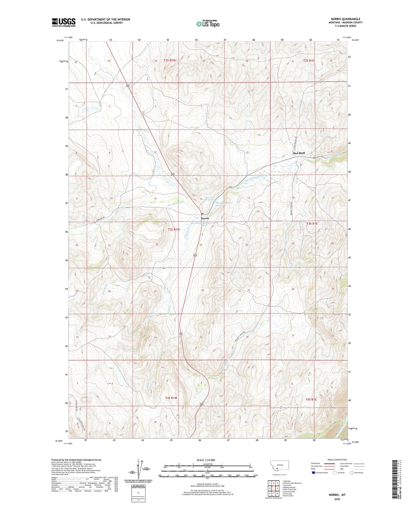 Norris Montana US Topo Map Image