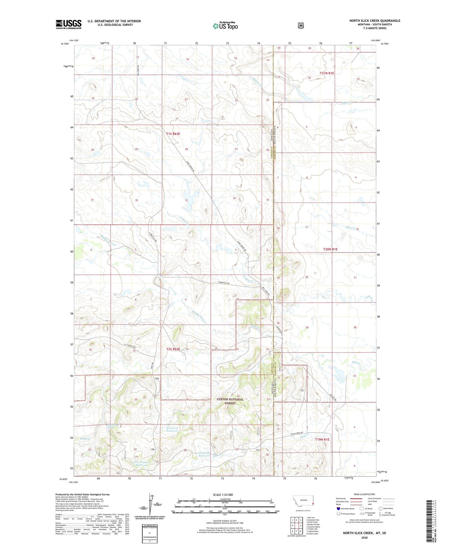 North Slick Creek Montana US Topo Map Image