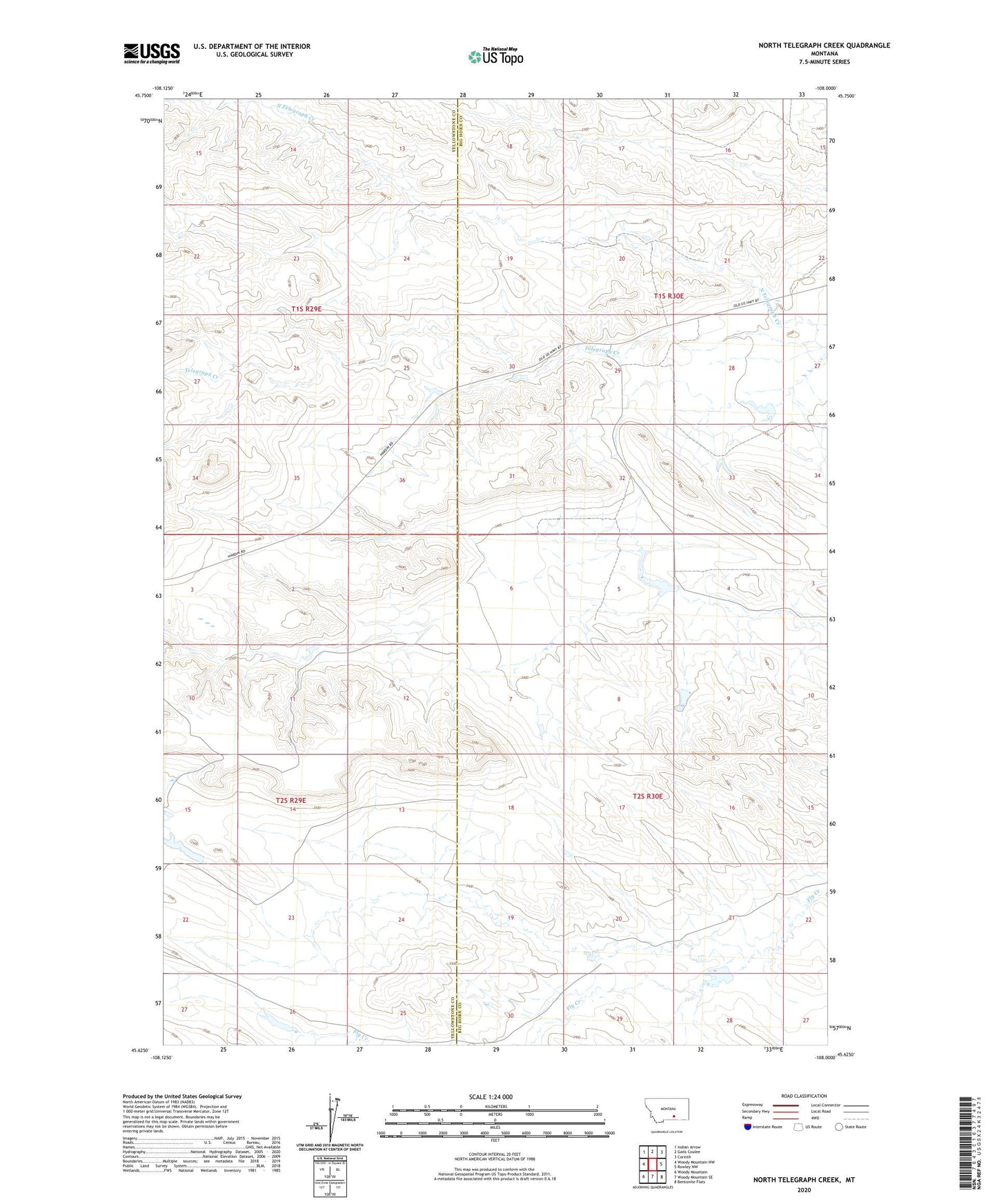 North Telegraph Creek Montana US Topo Map Image