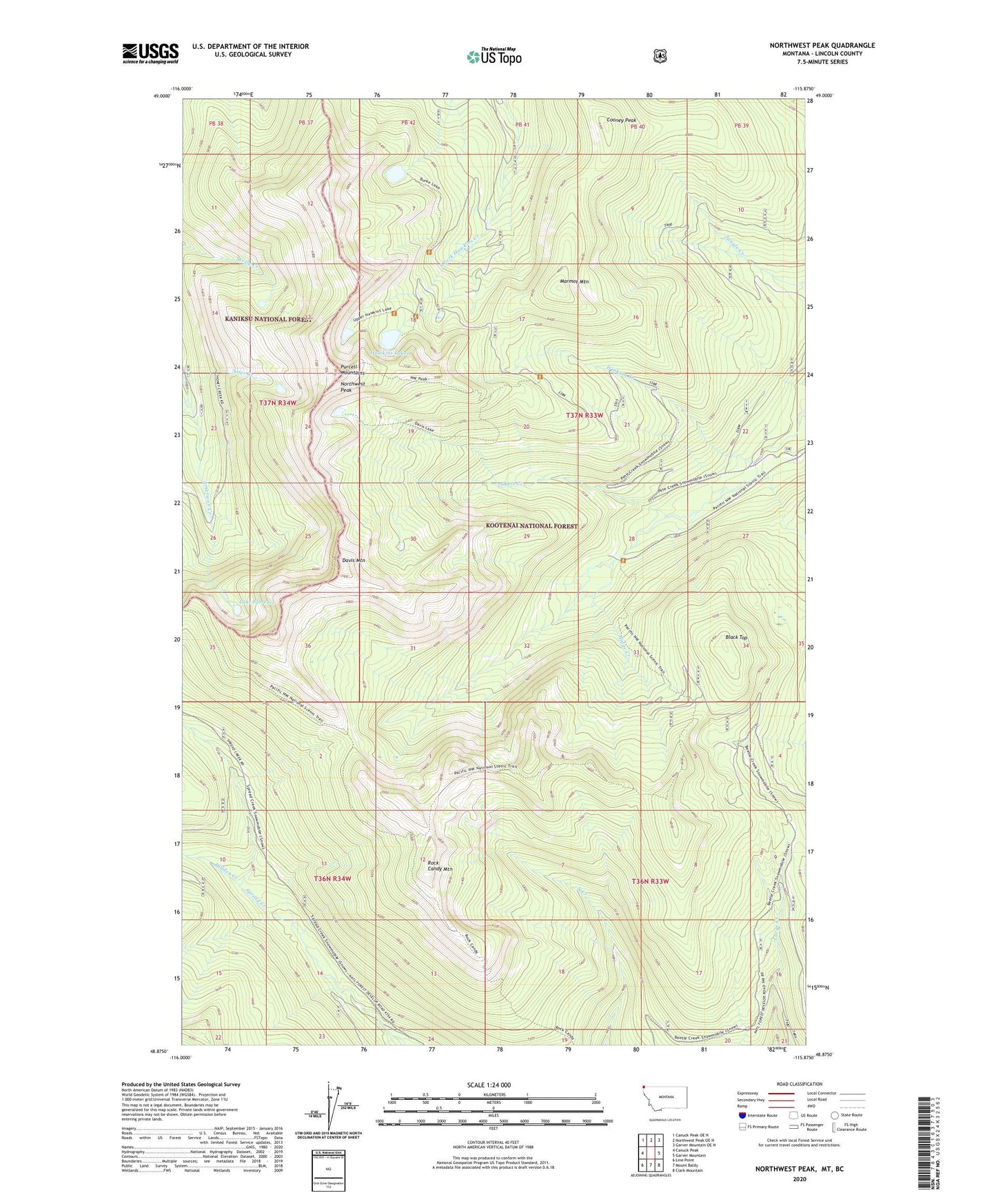 Northwest Peak Montana US Topo Map Image