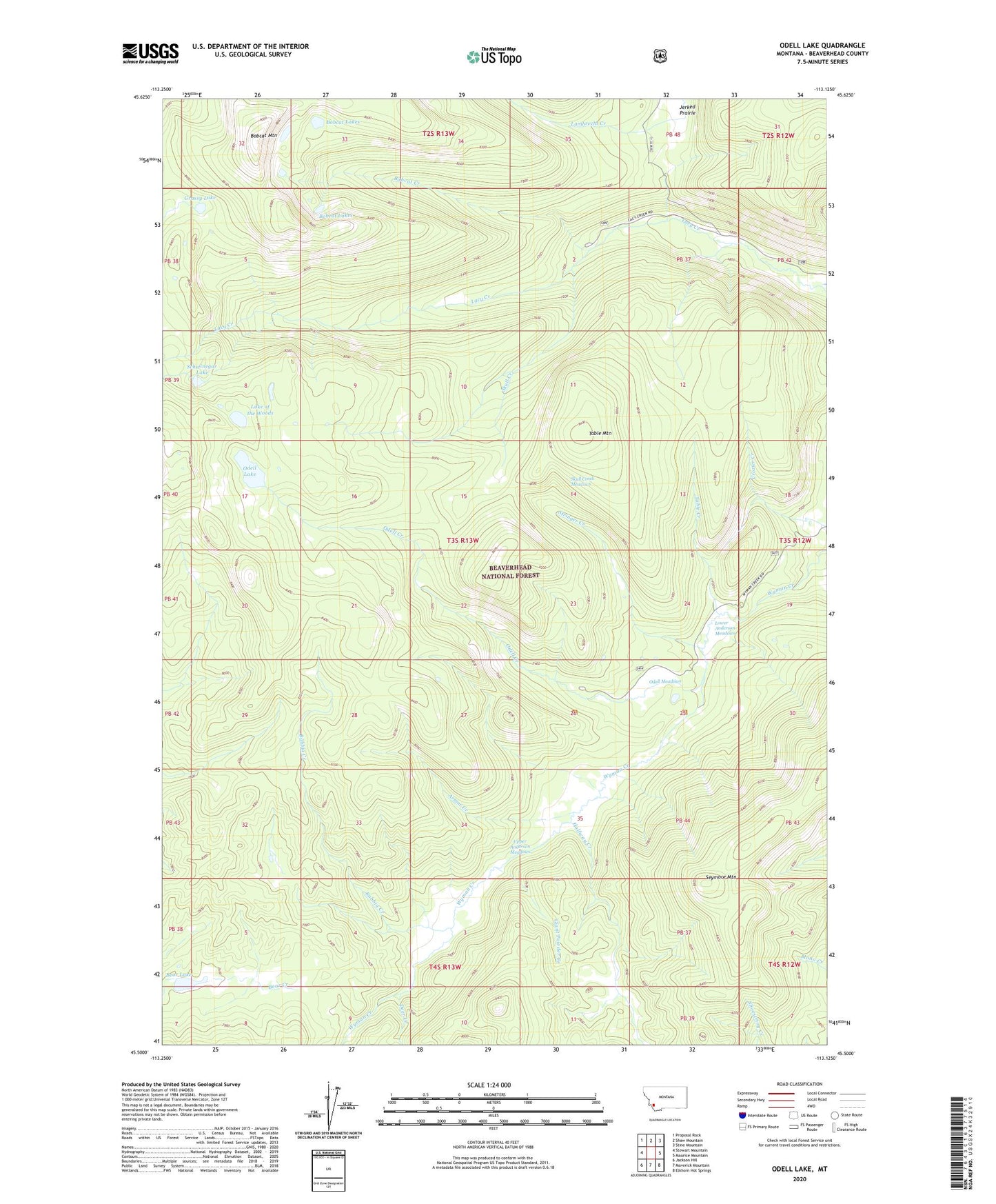 Odell Lake Montana US Topo Map Image
