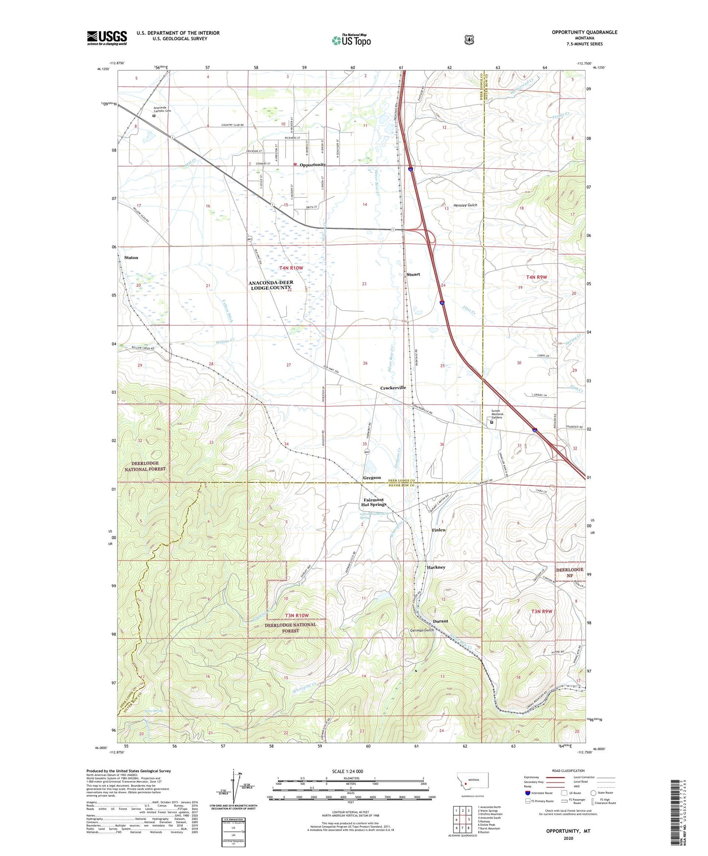 Opportunity Montana US Topo Map Image