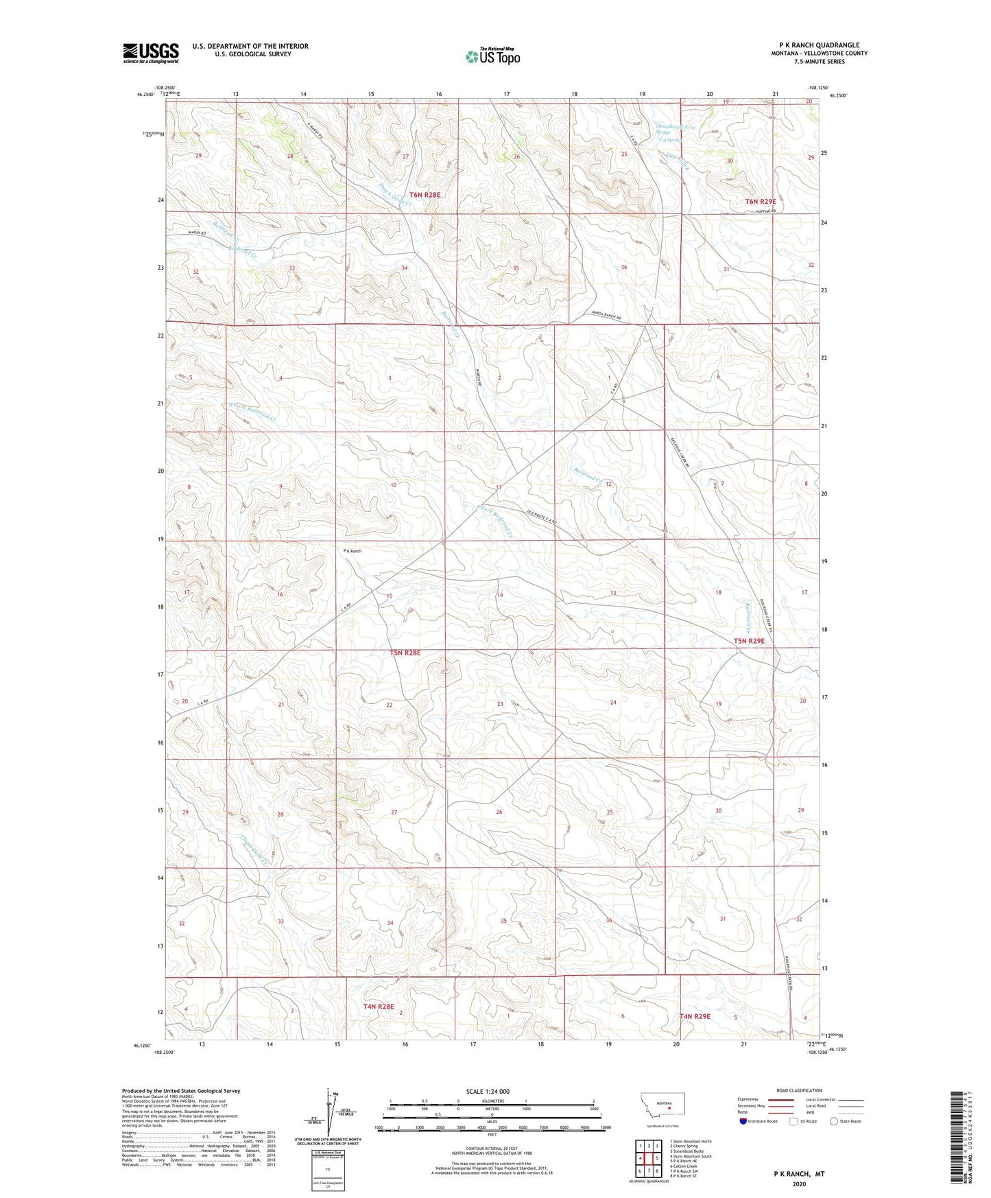 P K Ranch Montana US Topo Map Image