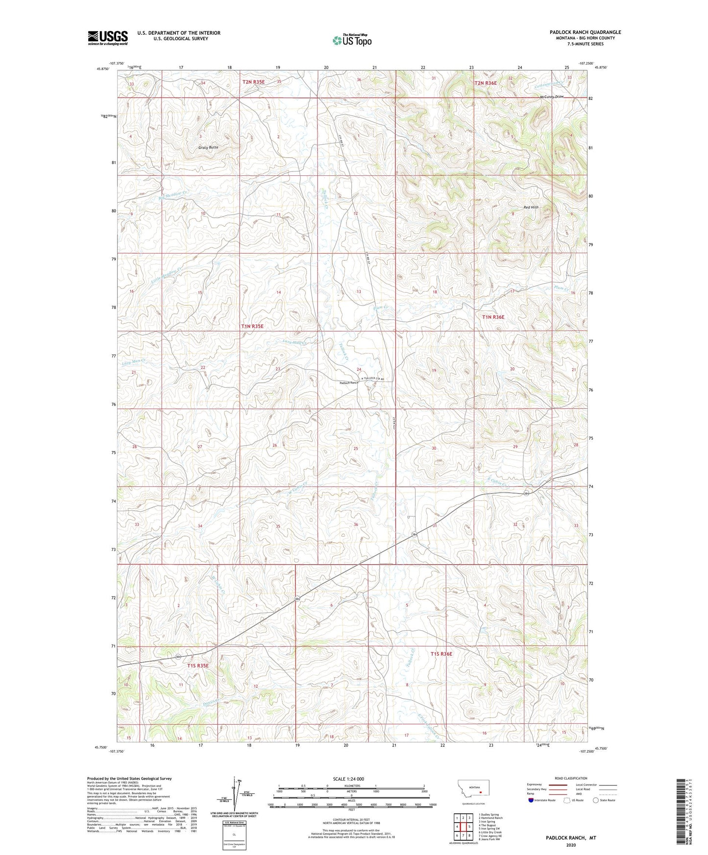 Padlock Ranch Montana US Topo Map Image