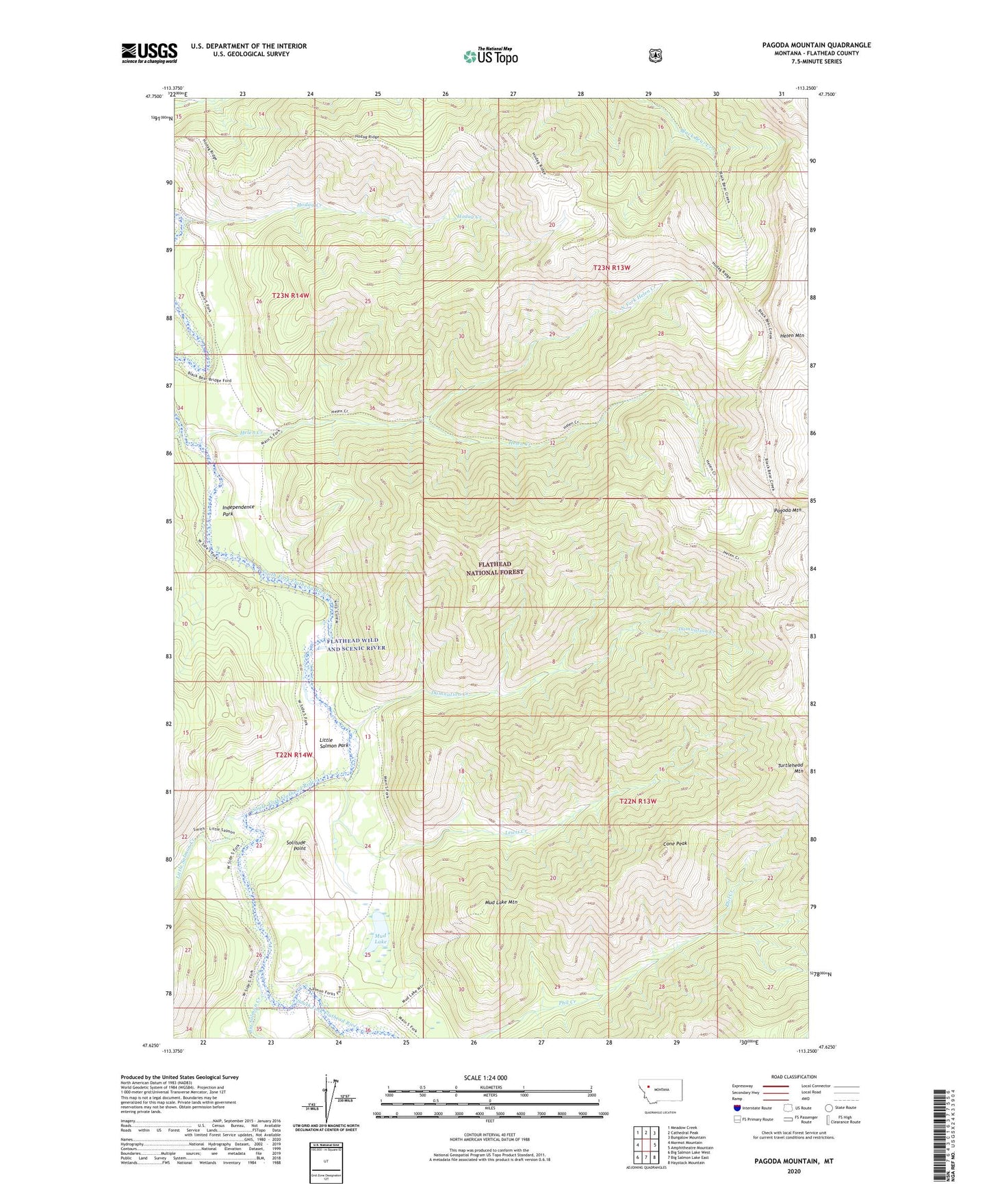 Pagoda Mountain Montana US Topo Map Image
