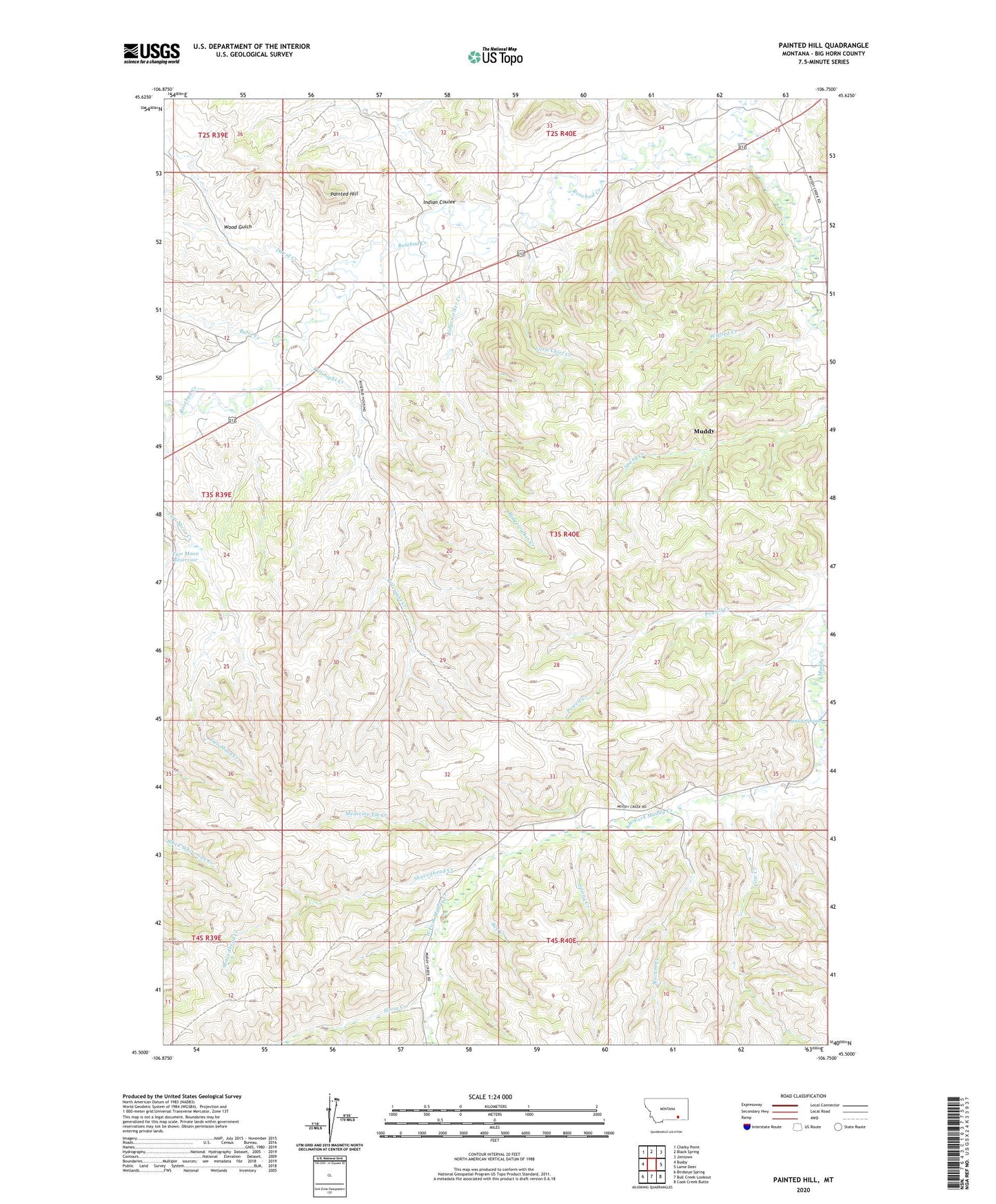 Painted Hill Montana US Topo Map Image