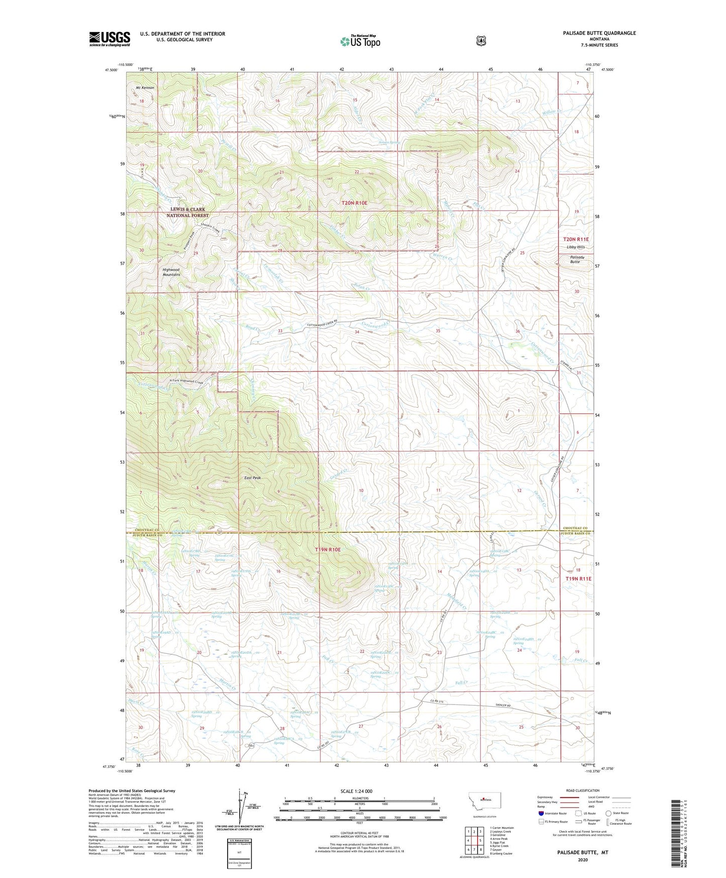 Palisade Butte Montana US Topo Map Image