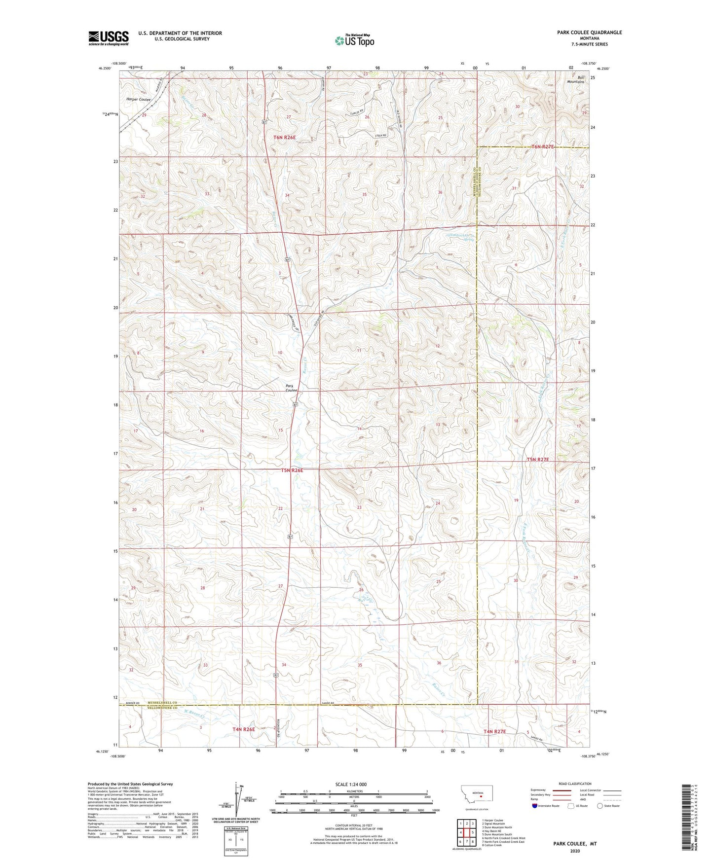 Park Coulee Montana US Topo Map Image