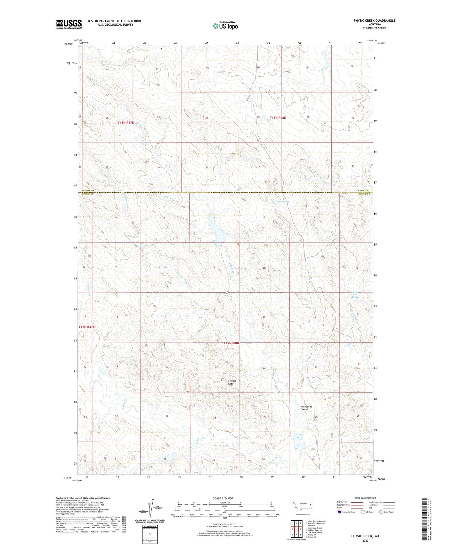 Physic Creek Montana US Topo Map Image