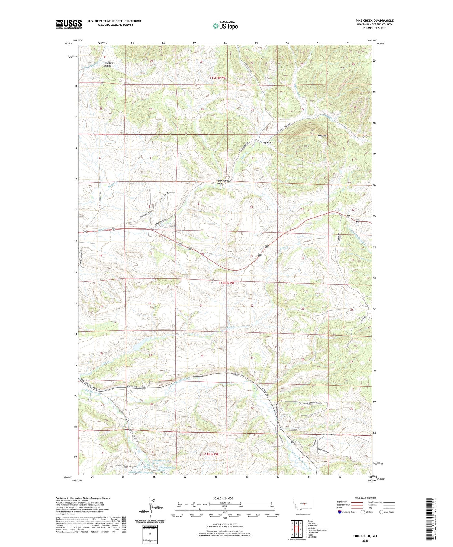 Pike Creek Montana US Topo Map Image