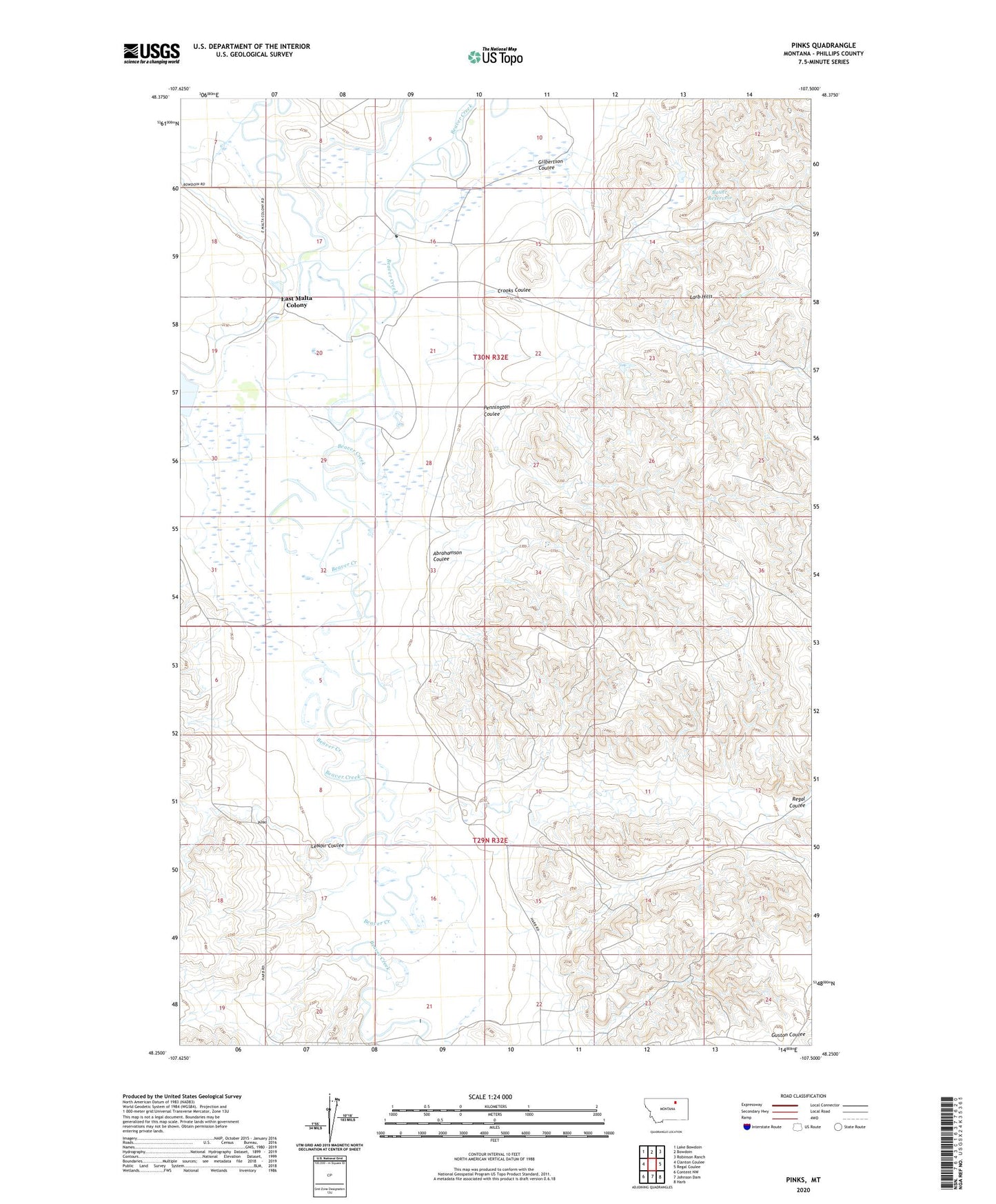 Pinks Montana US Topo Map Image