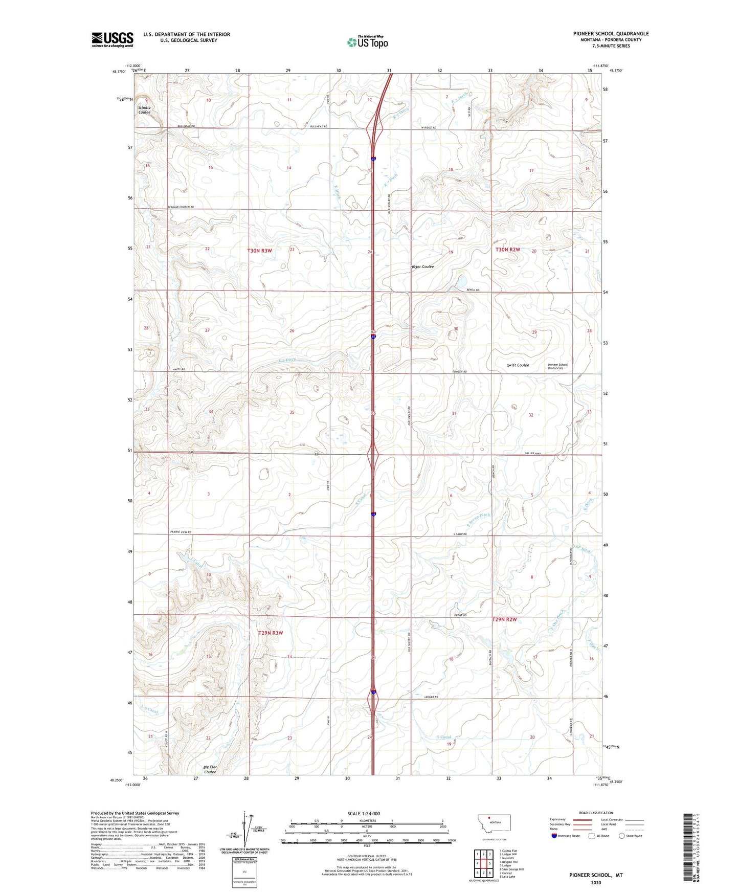 Pioneer School Montana US Topo Map Image
