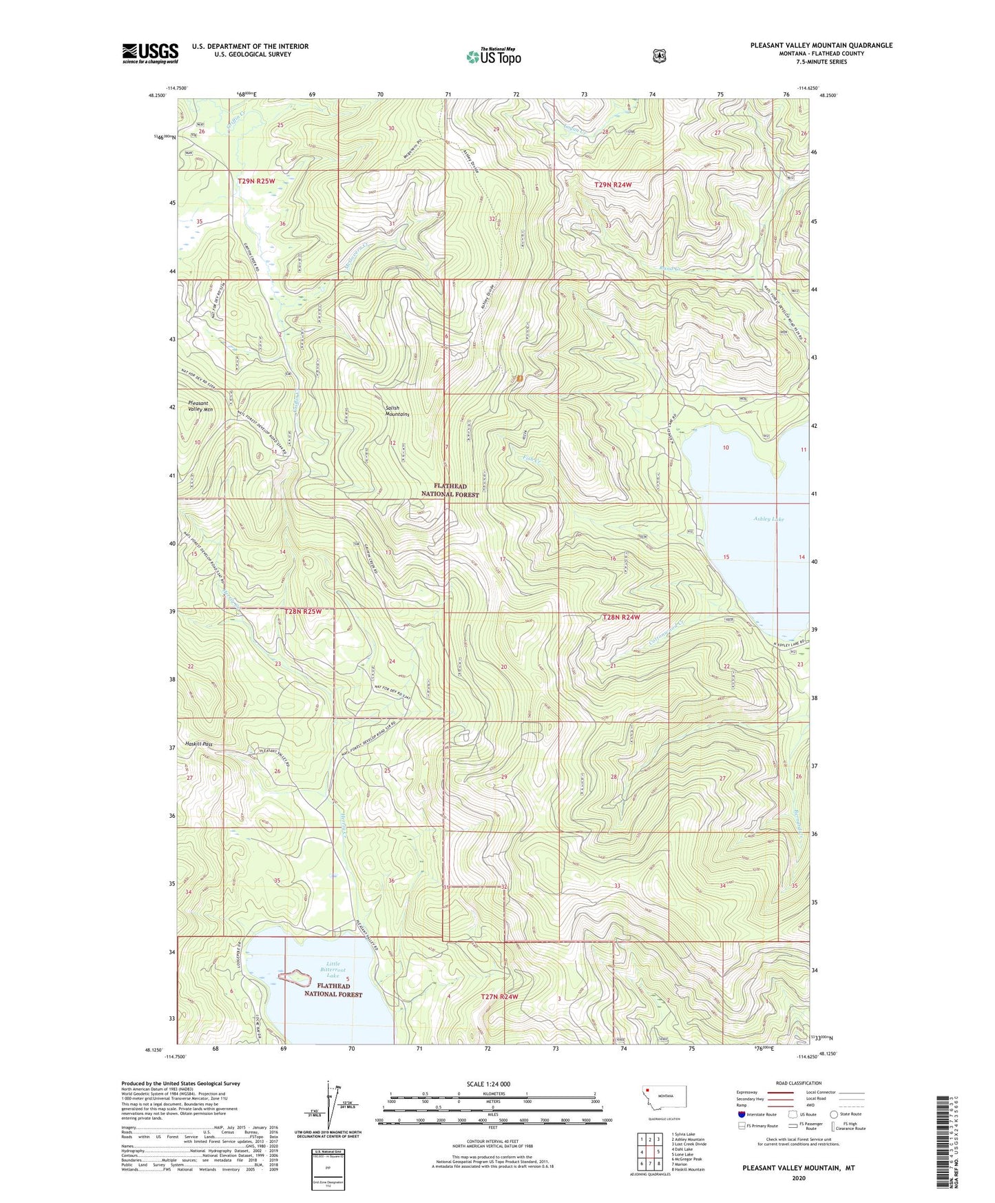 Pleasant Valley Mountain Montana US Topo Map Image