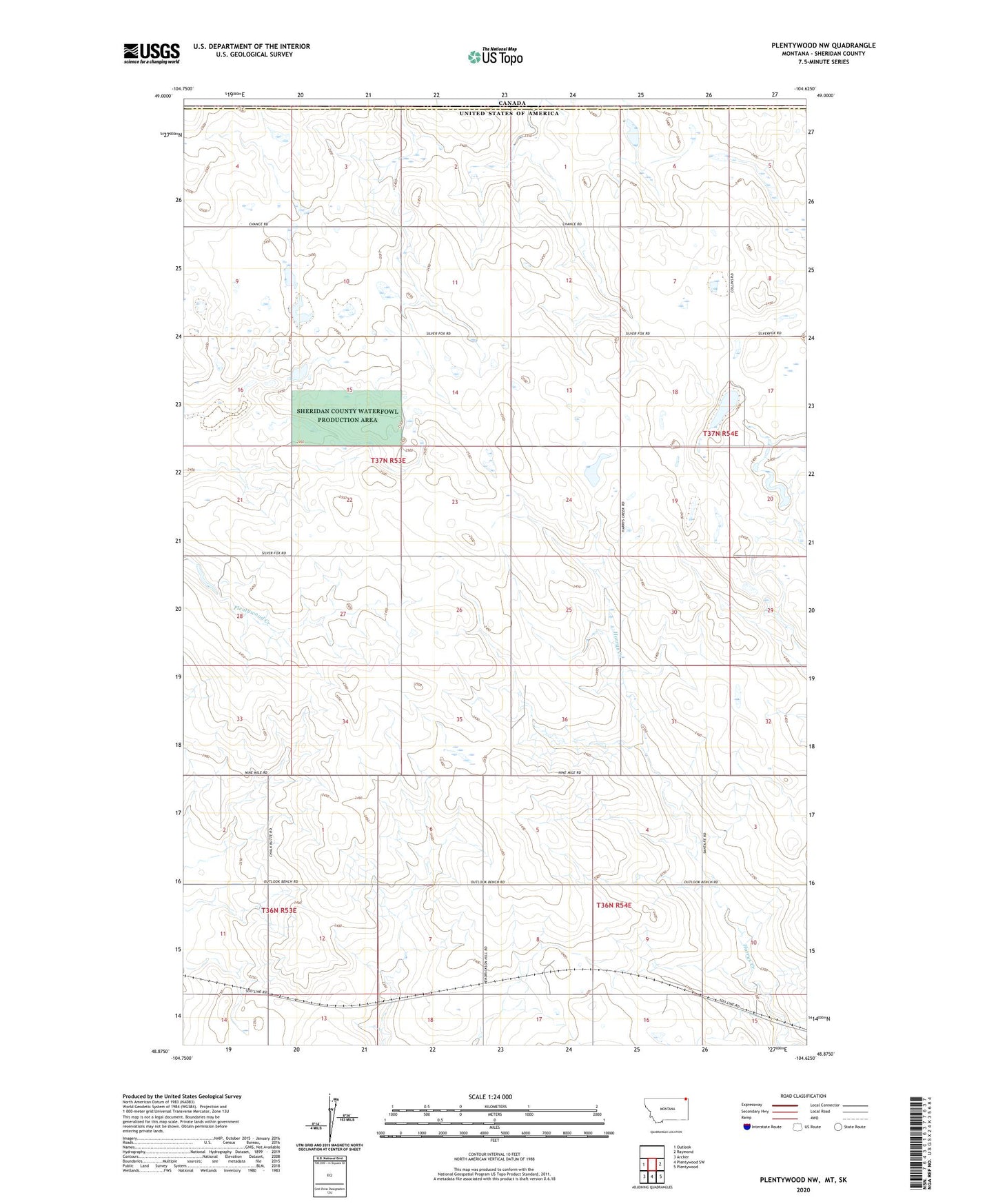 Plentywood NW Montana US Topo Map Image