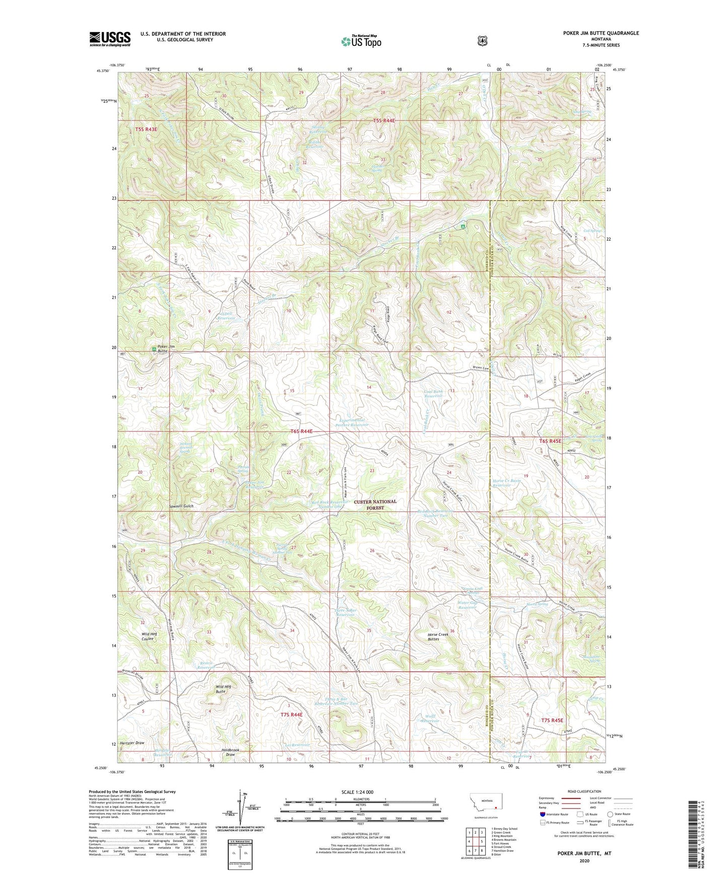 Poker Jim Butte Montana US Topo Map Image