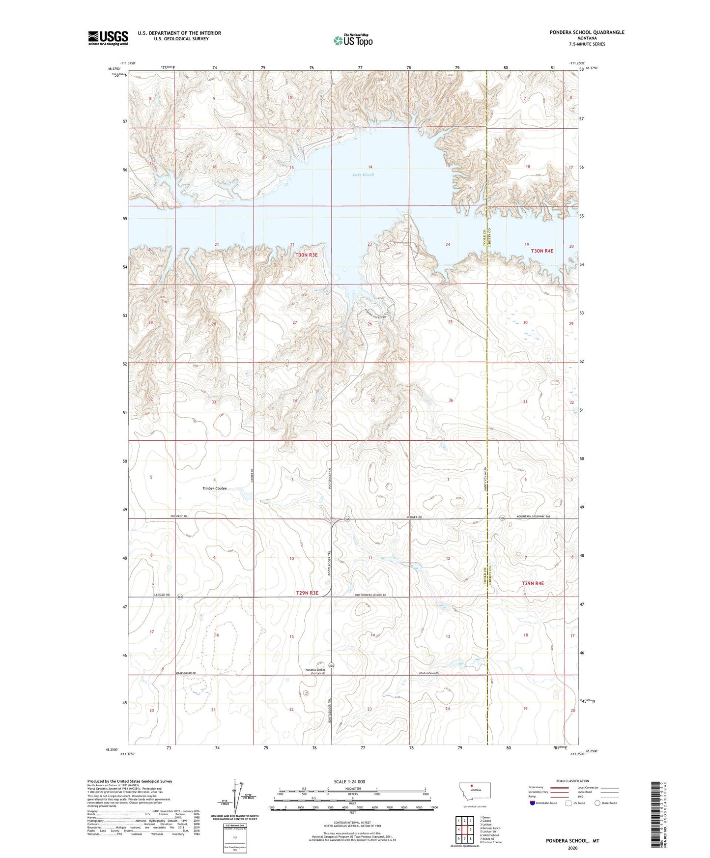 Pondera School Montana US Topo Map Image