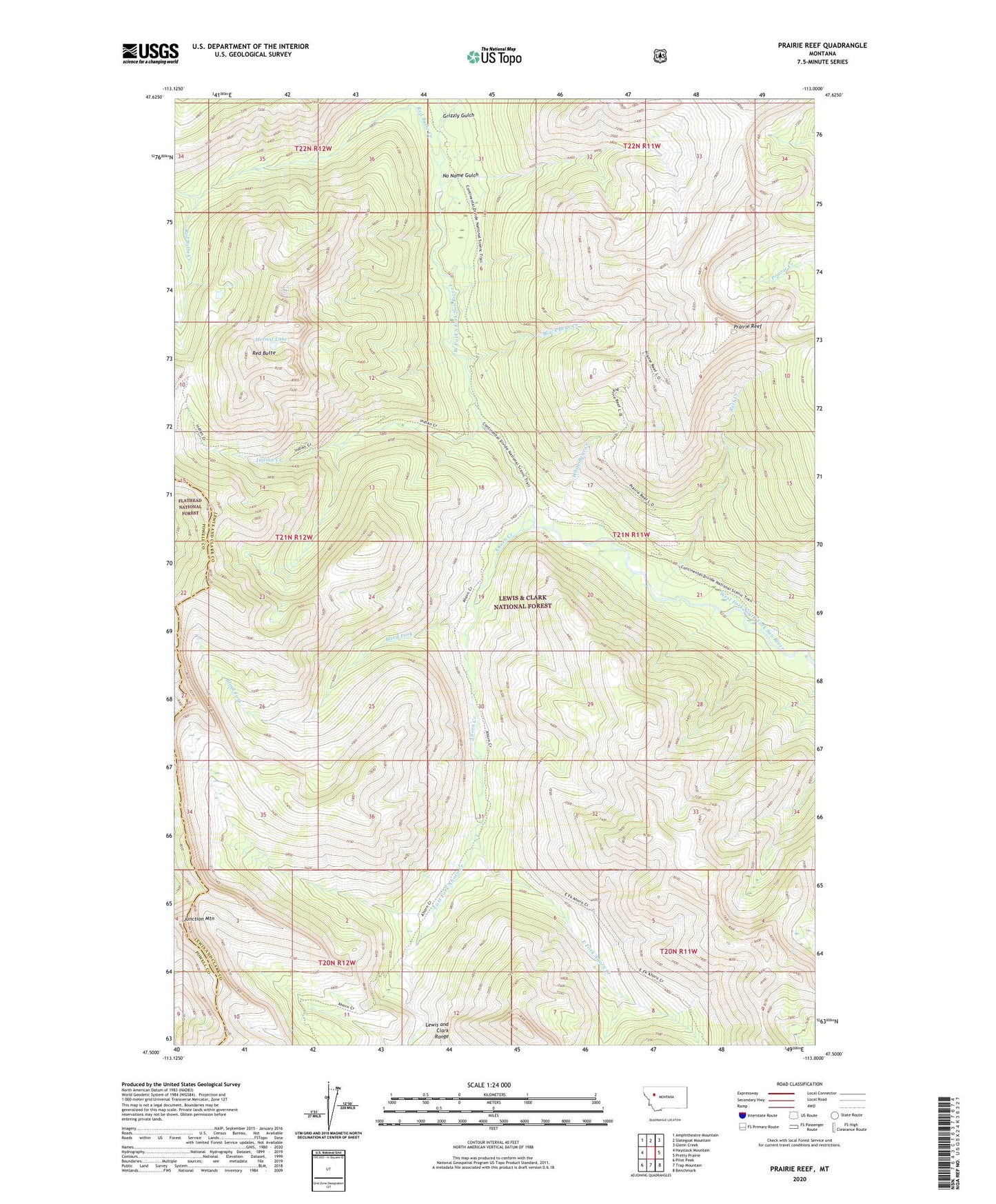 Prairie Reef Montana US Topo Map Image