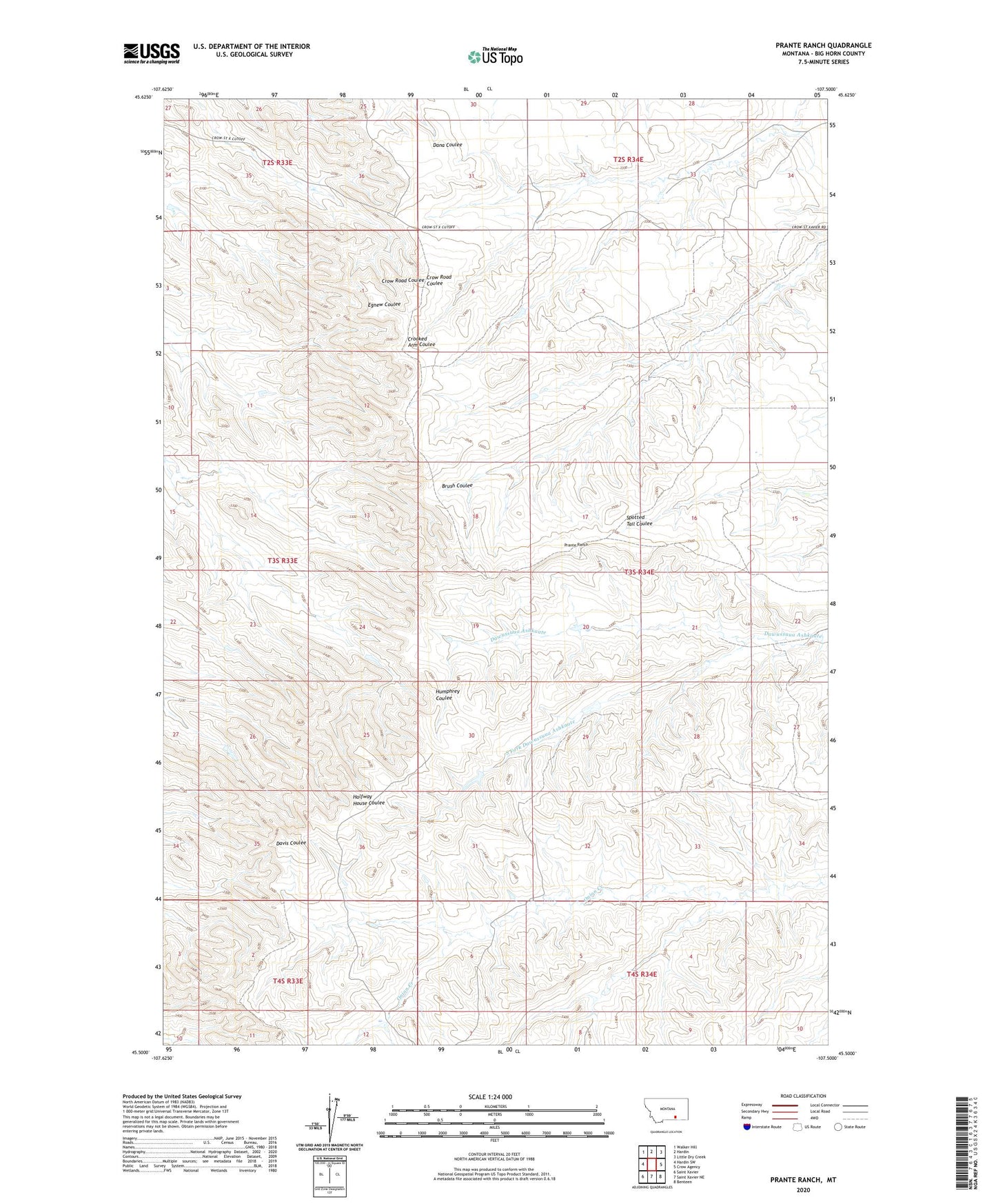 Prante Ranch Montana US Topo Map Image