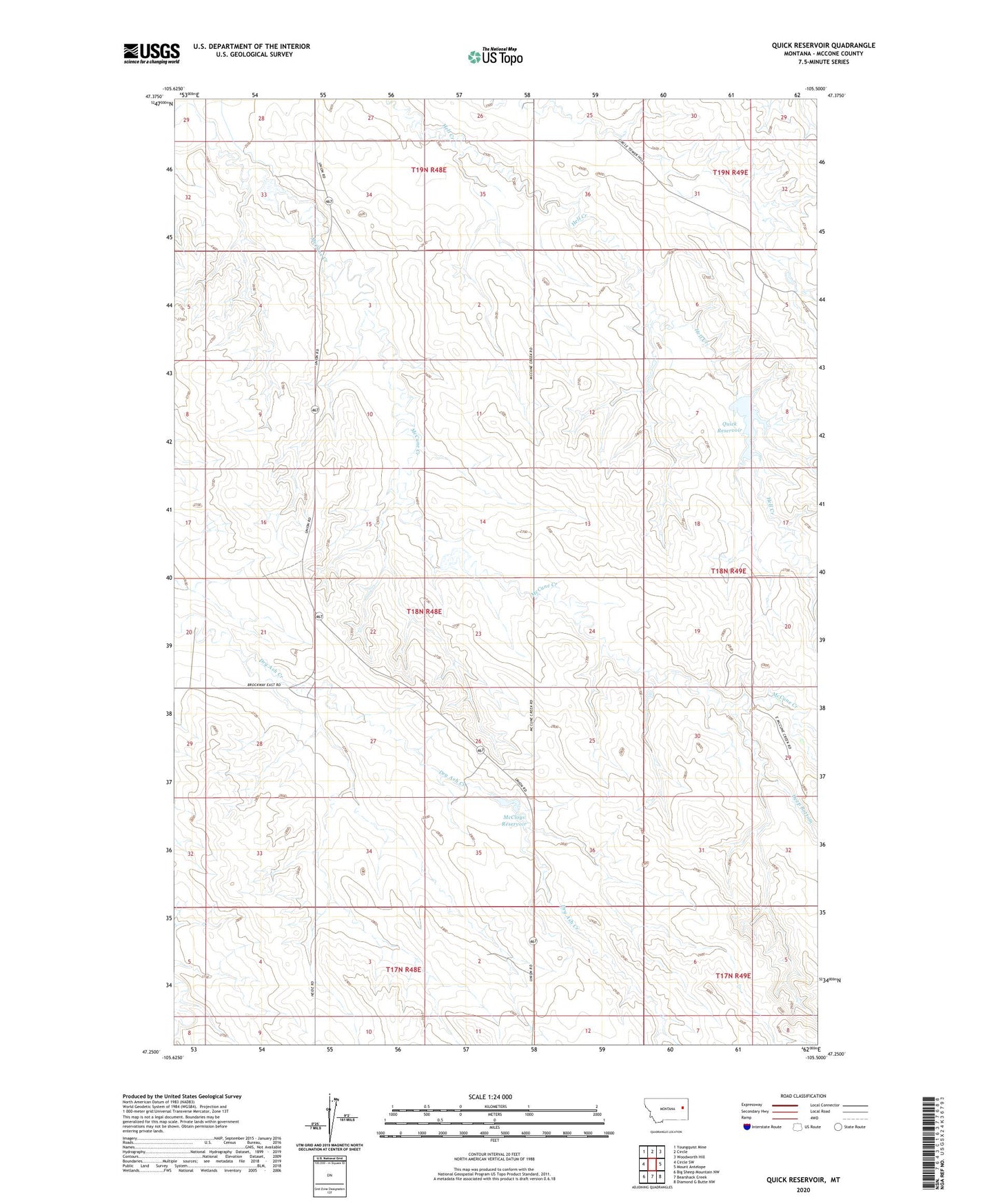 Quick Reservoir Montana US Topo Map Image