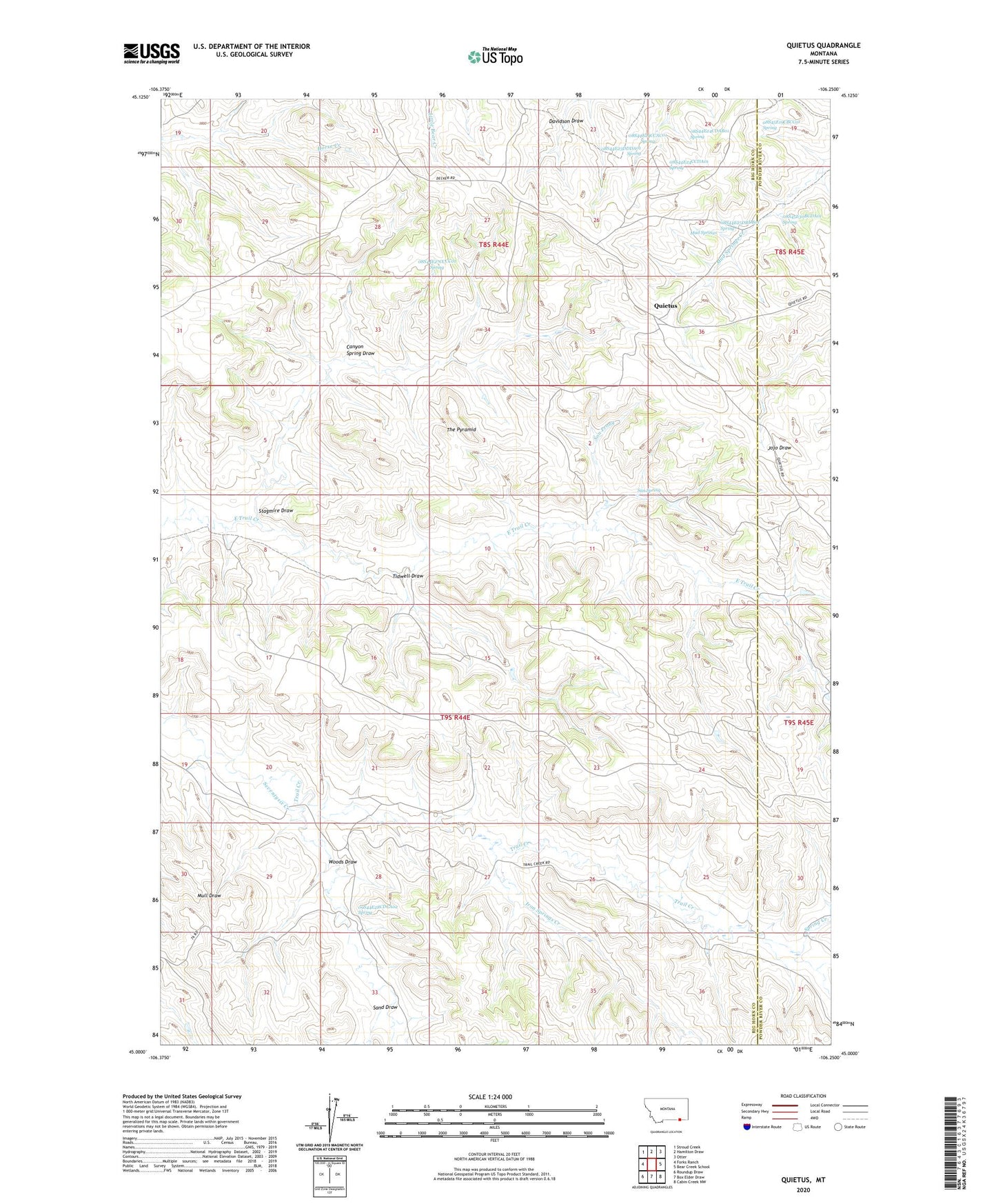 Quietus Montana US Topo Map Image