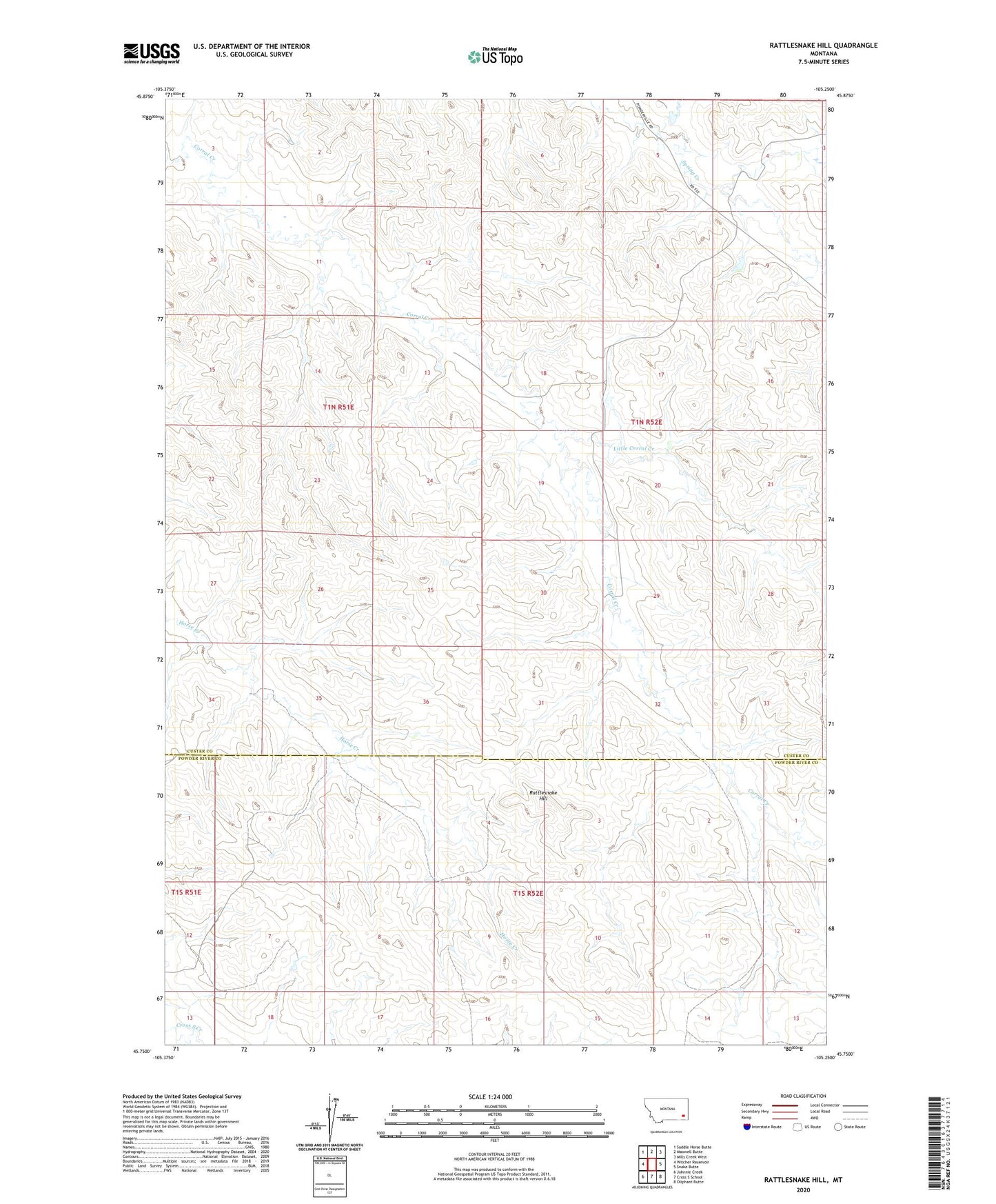 Rattlesnake Hill Montana US Topo Map Image