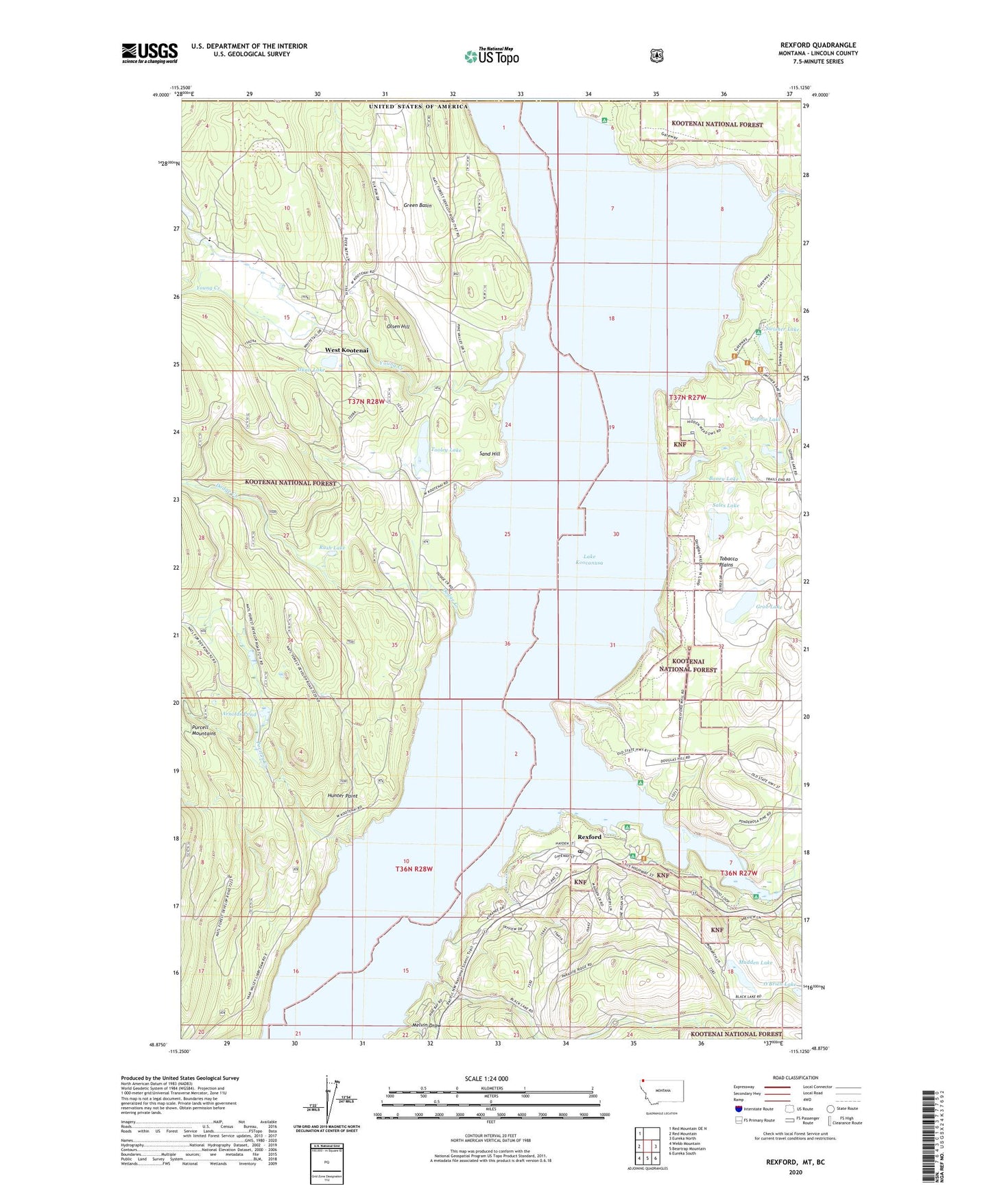 Rexford Montana US Topo Map Image
