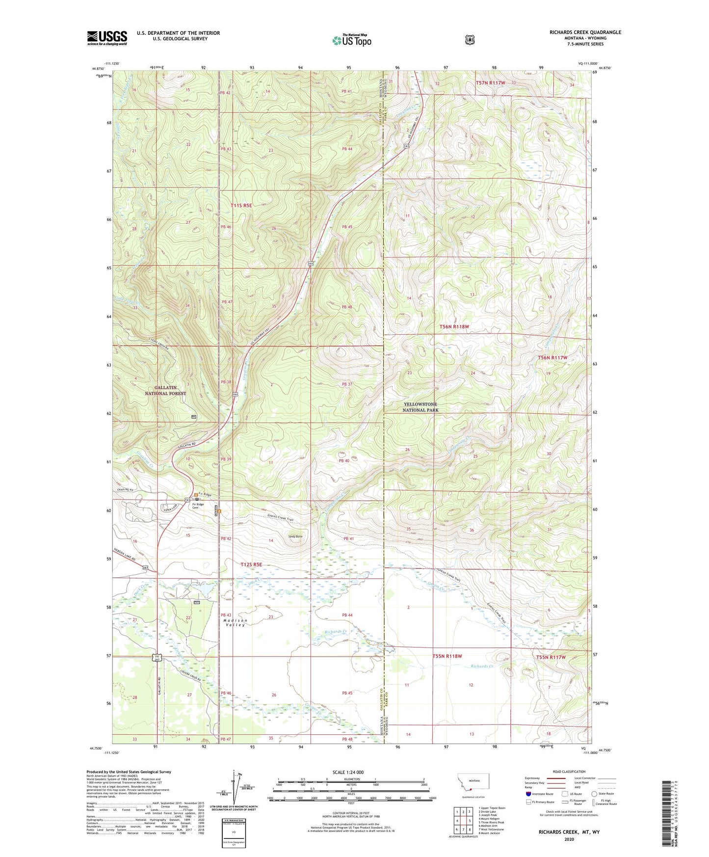 Richards Creek Montana US Topo Map Image