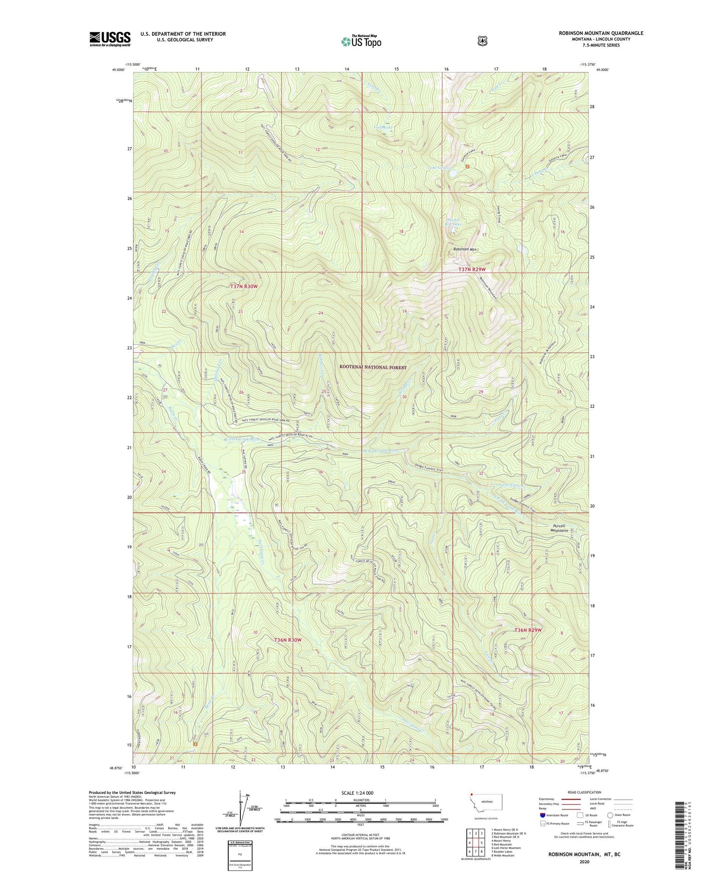 Robinson Mountain Montana US Topo Map Image