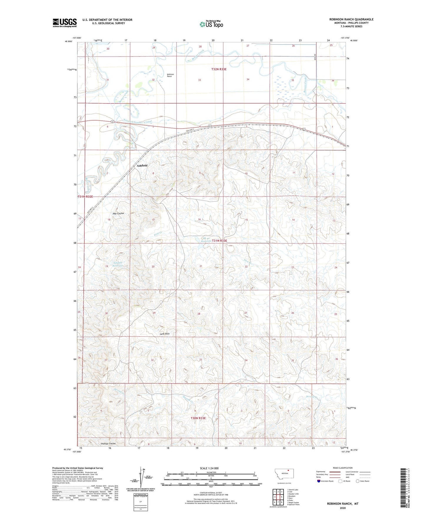 Robinson Ranch Montana US Topo Map Image
