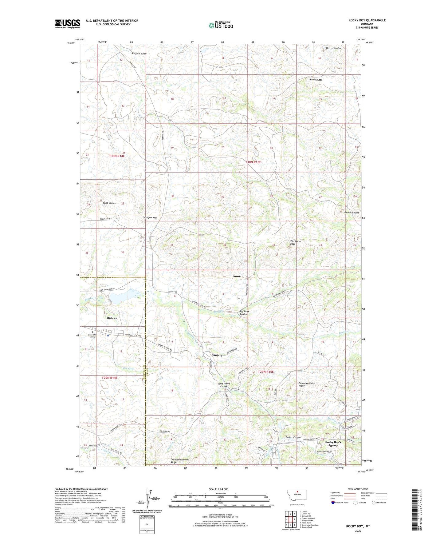 Rocky Boy Montana US Topo Map Image