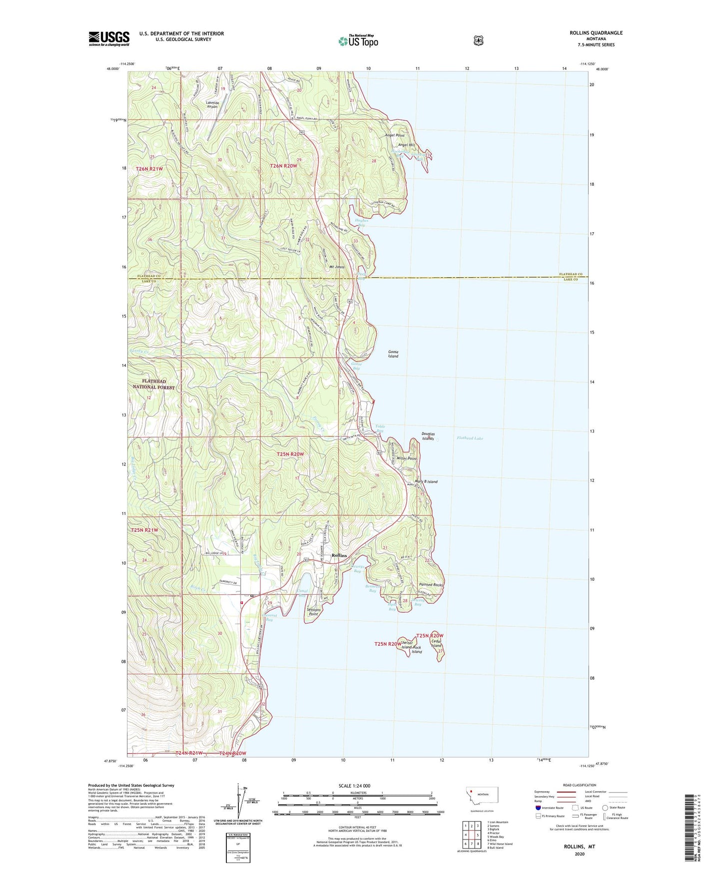 Rollins Montana US Topo Map Image