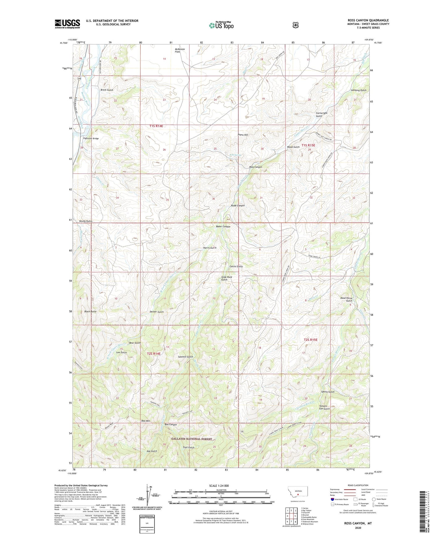 Ross Canyon Montana US Topo Map Image