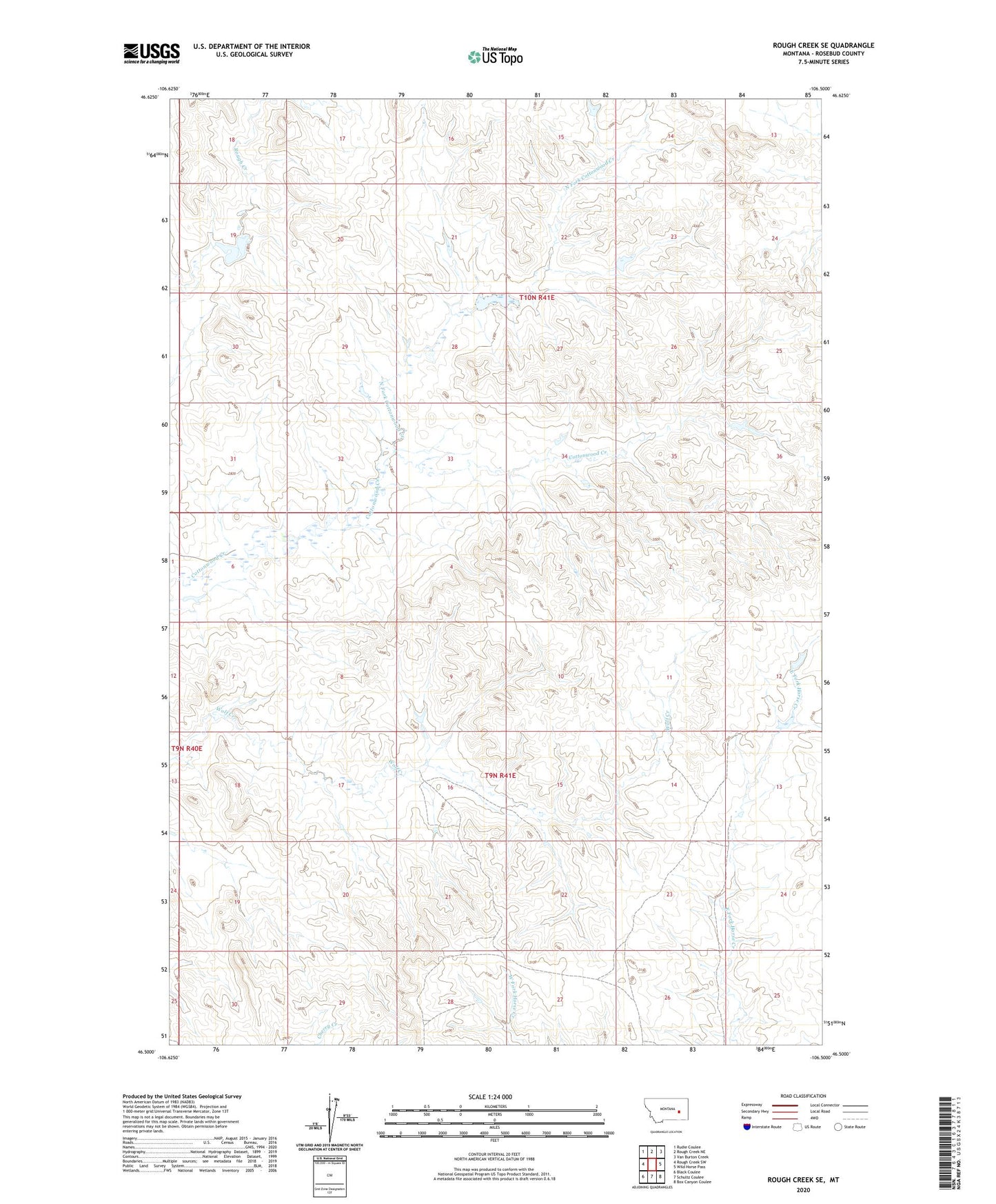 Rough Creek SE Montana US Topo Map Image