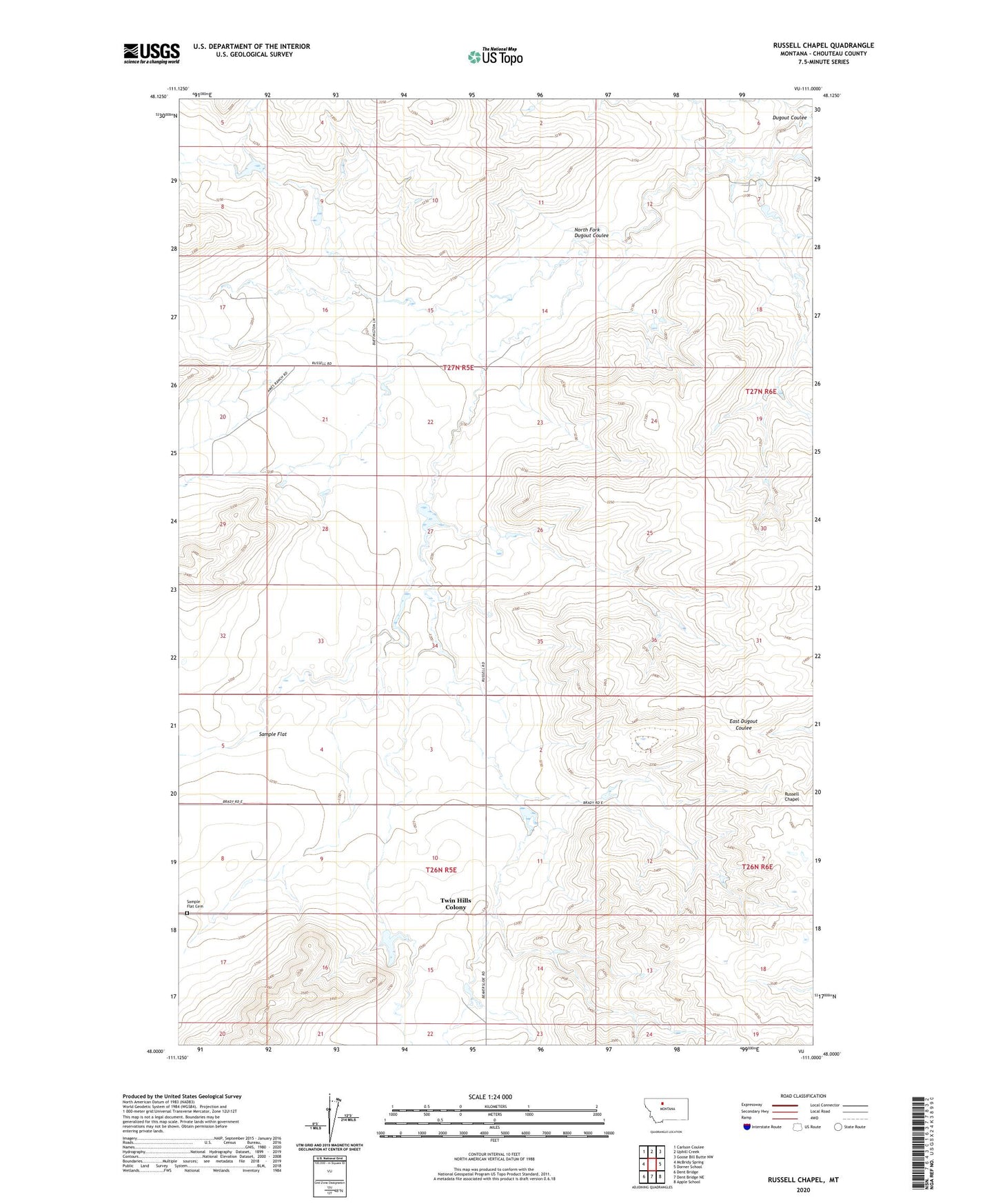 Russell Chapel Montana US Topo Map Image
